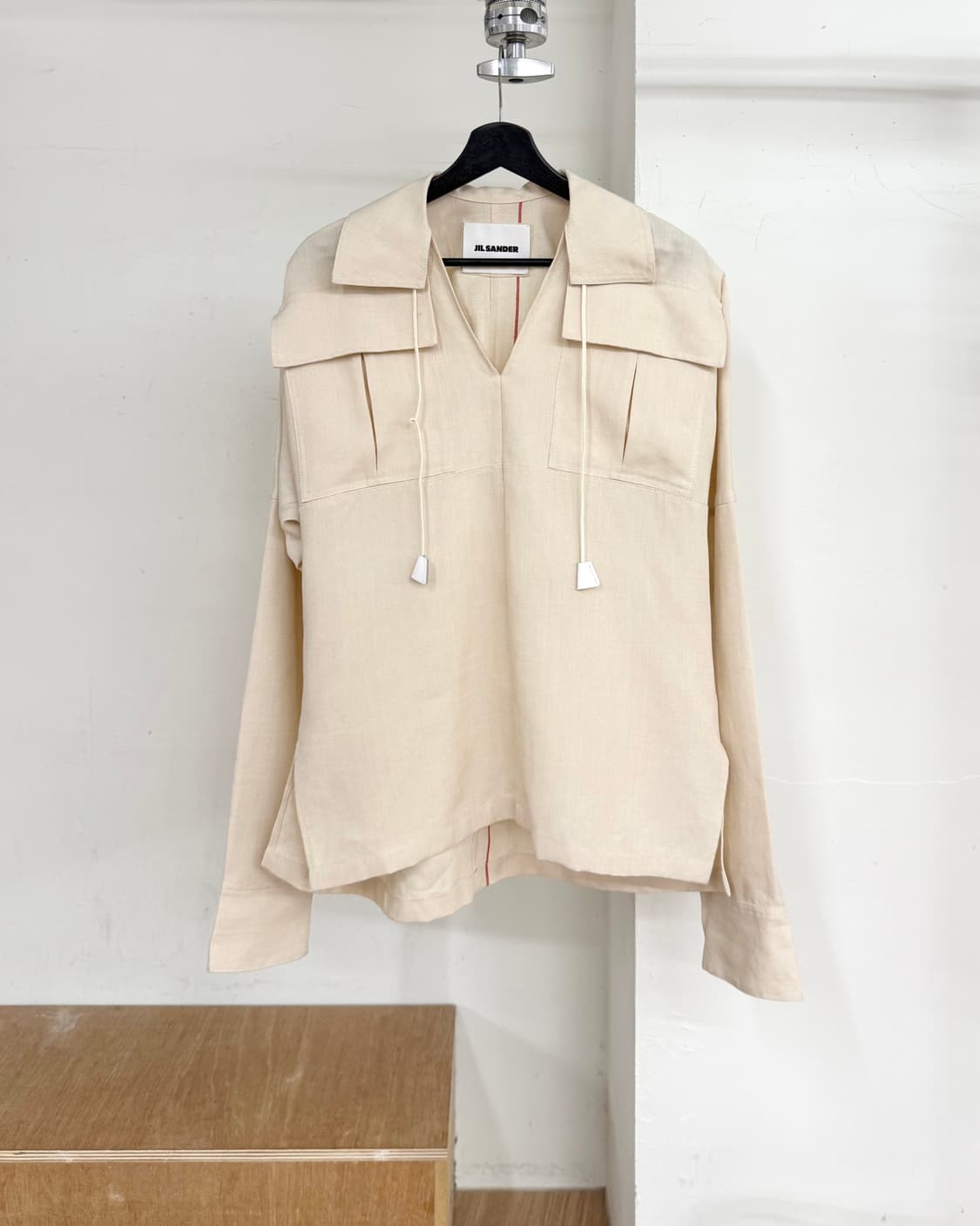 질 샌더 베이지 리넨 스트링 셔츠 상품이미지1