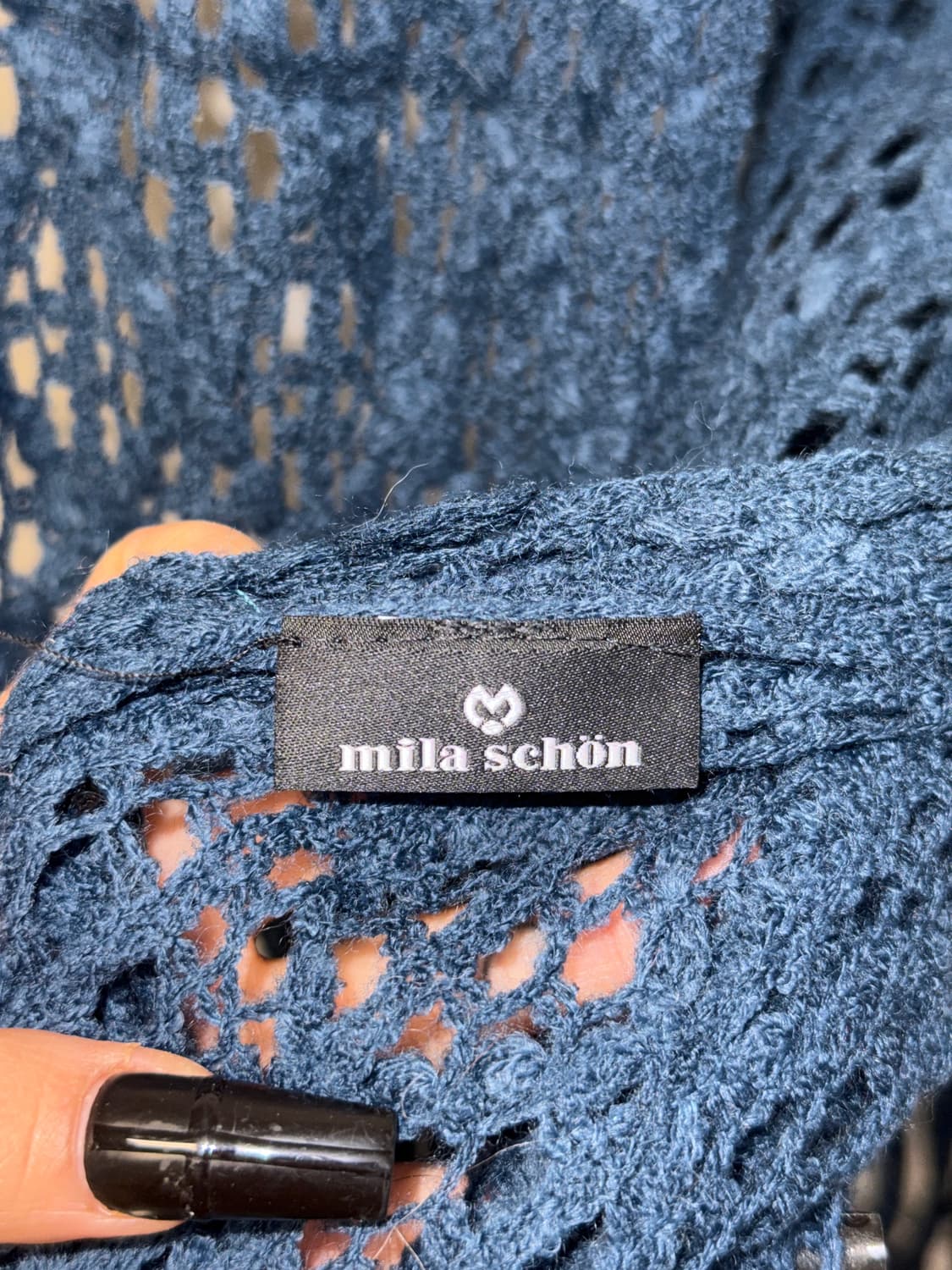 Mila Schön navy grunge net knit muffler 상품이미지5