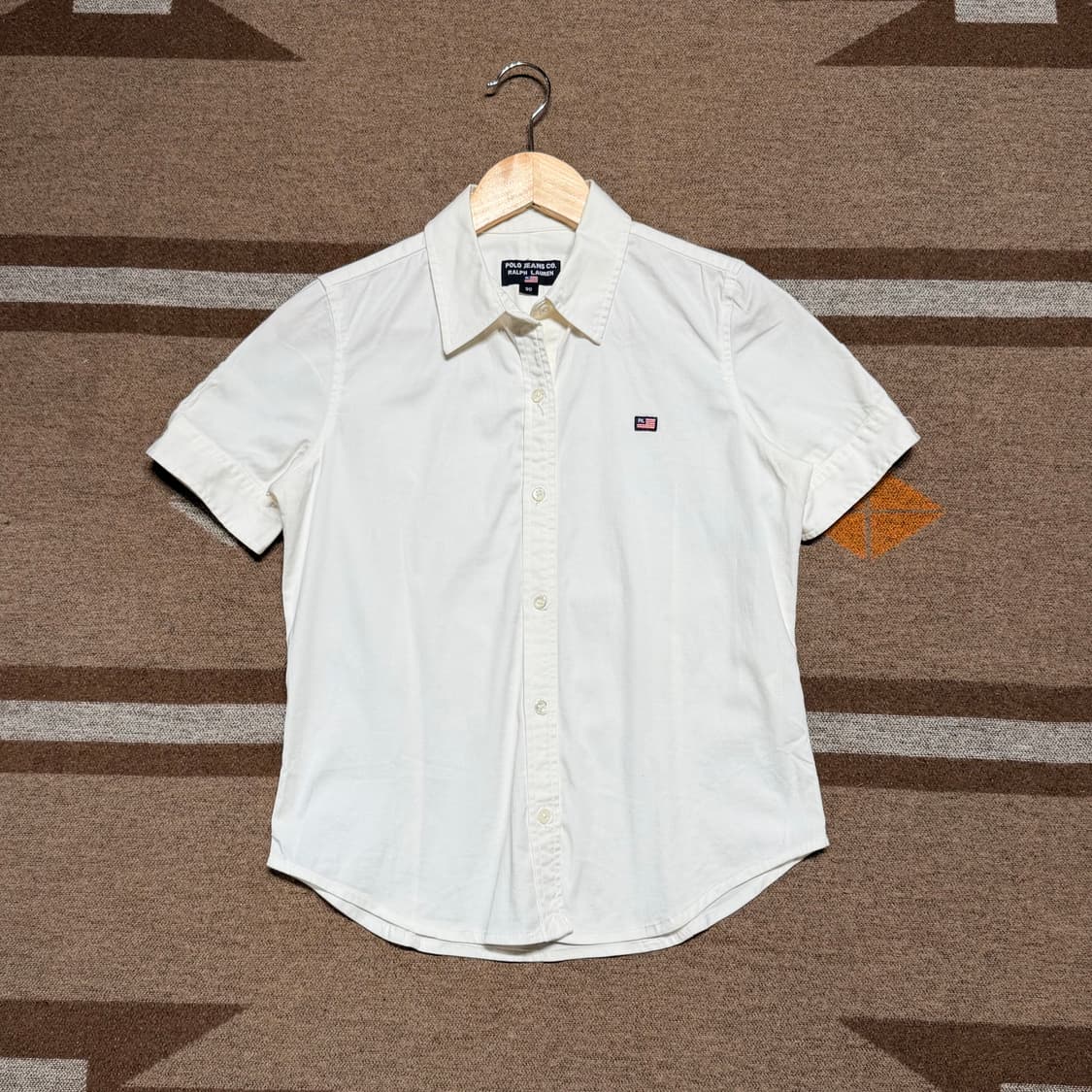 폴로 진스 랄프로렌 여성 성조기 반팔 셔츠 90 화이트 상품이미지1