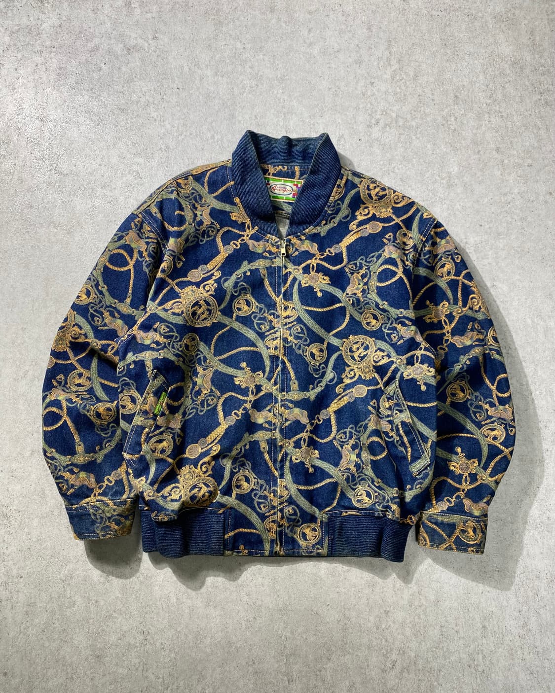 [M] 8-90s Vintage 빈티지 페이즐리 데님 블루종 자켓 상품이미지1