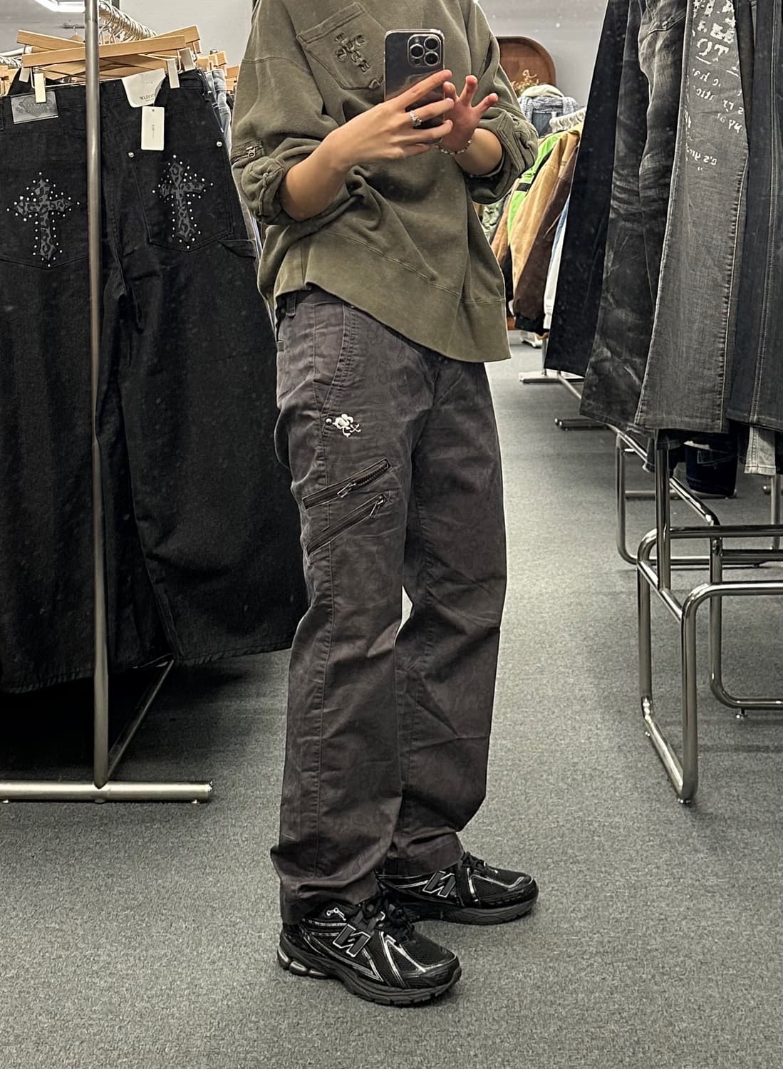 82)문양 자수 디테일 일본 y2k 빈티지 팬츠 상품이미지1