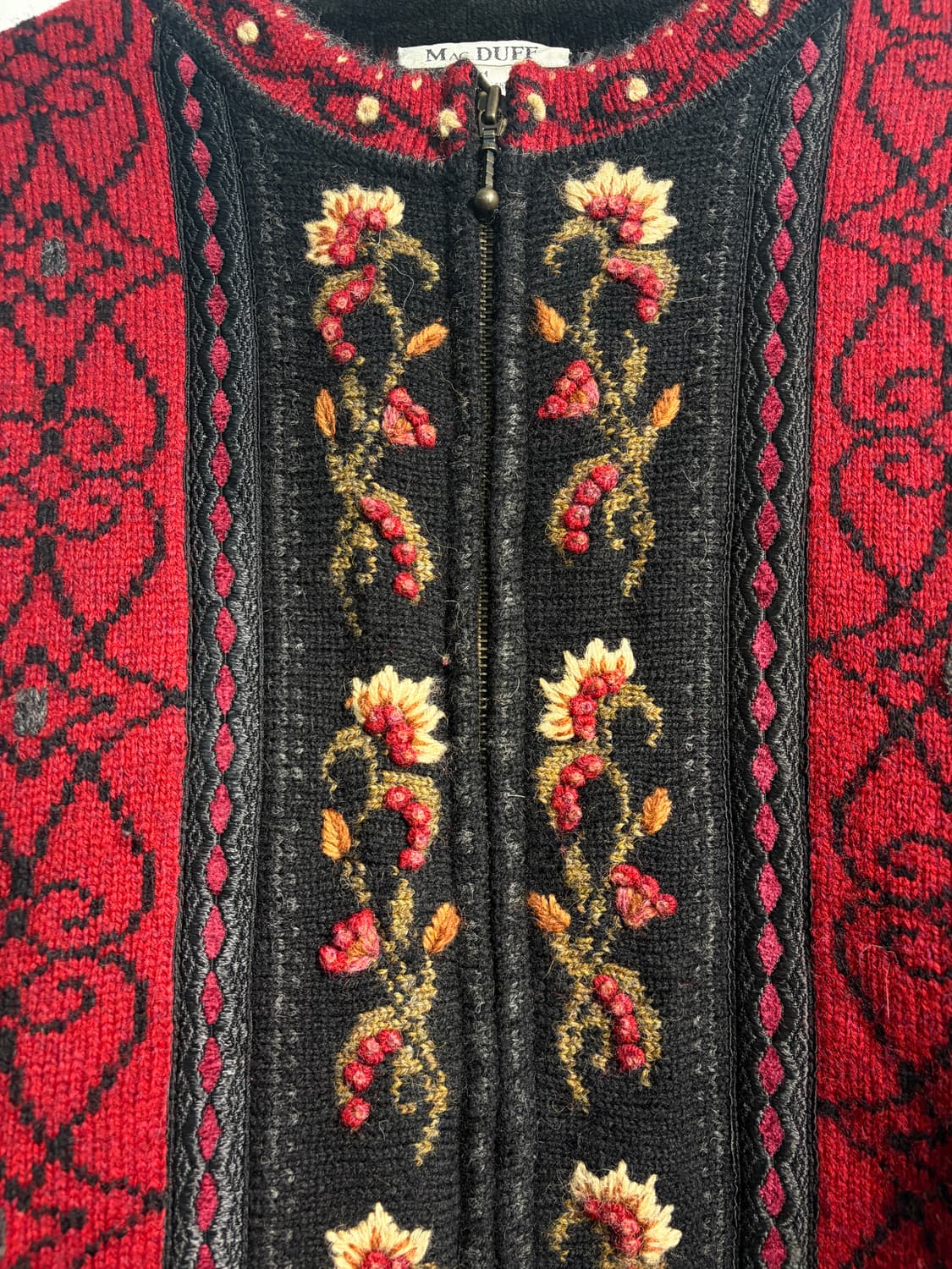 [M] Shetland 울 100% 자수 노르딕 니트 가디건 M 상품이미지4