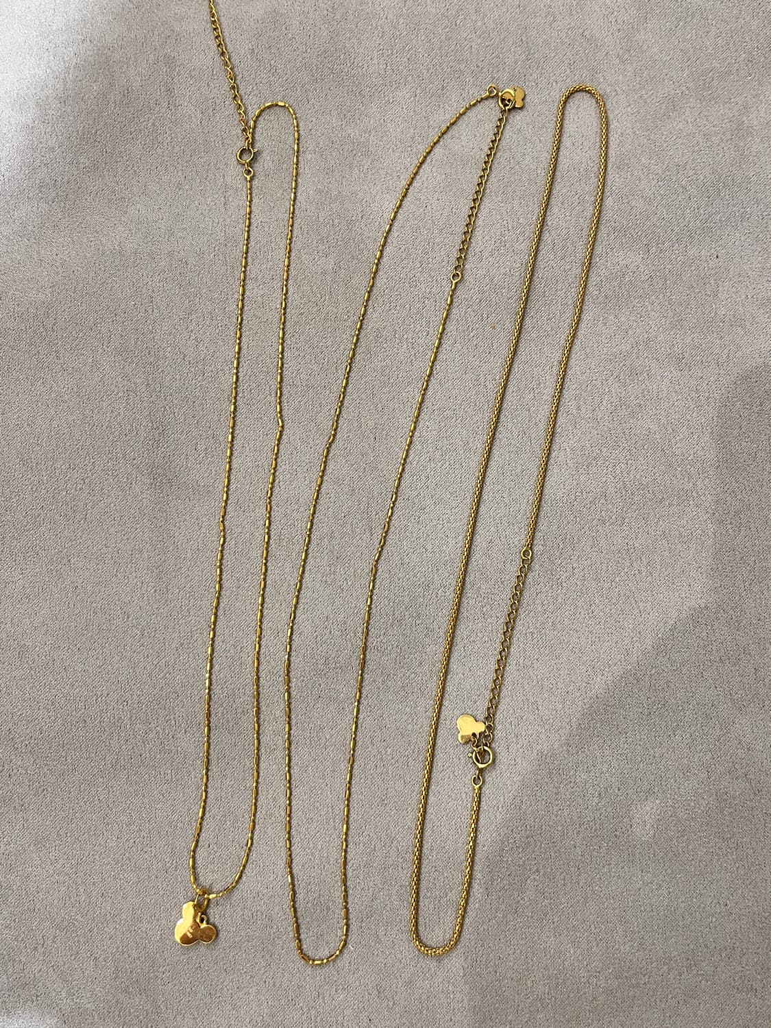 디즈니 실버 925 골드 도금 목걸이 체인 3개 + 미키마우스 펜던트  상품이미지1