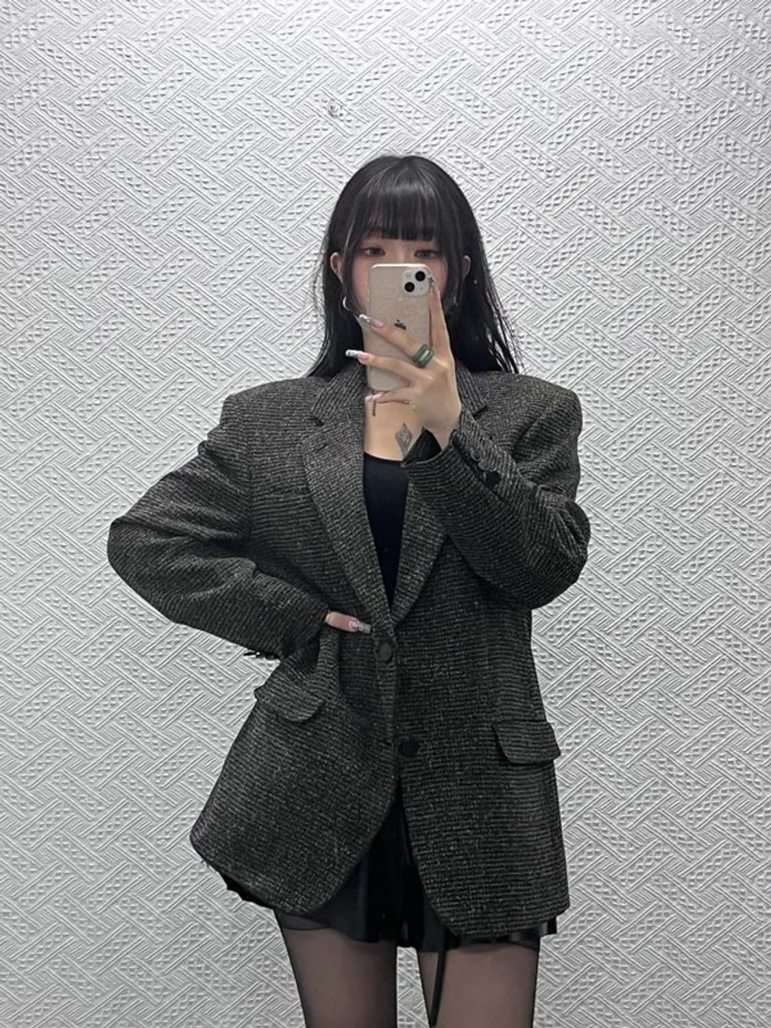 입생로랑 모던시크 헤링본 트위드 울 블레이저 자켓 100 C12591 상품이미지2
