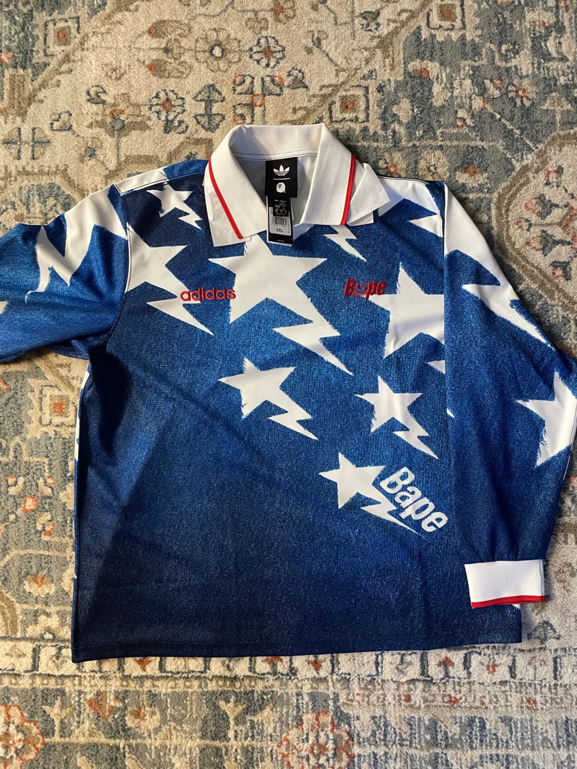 아디다스 x 베이프 롱슬리브 스탠다드 저지 미디움 블루(새제품.XXXL) 상품이미지1