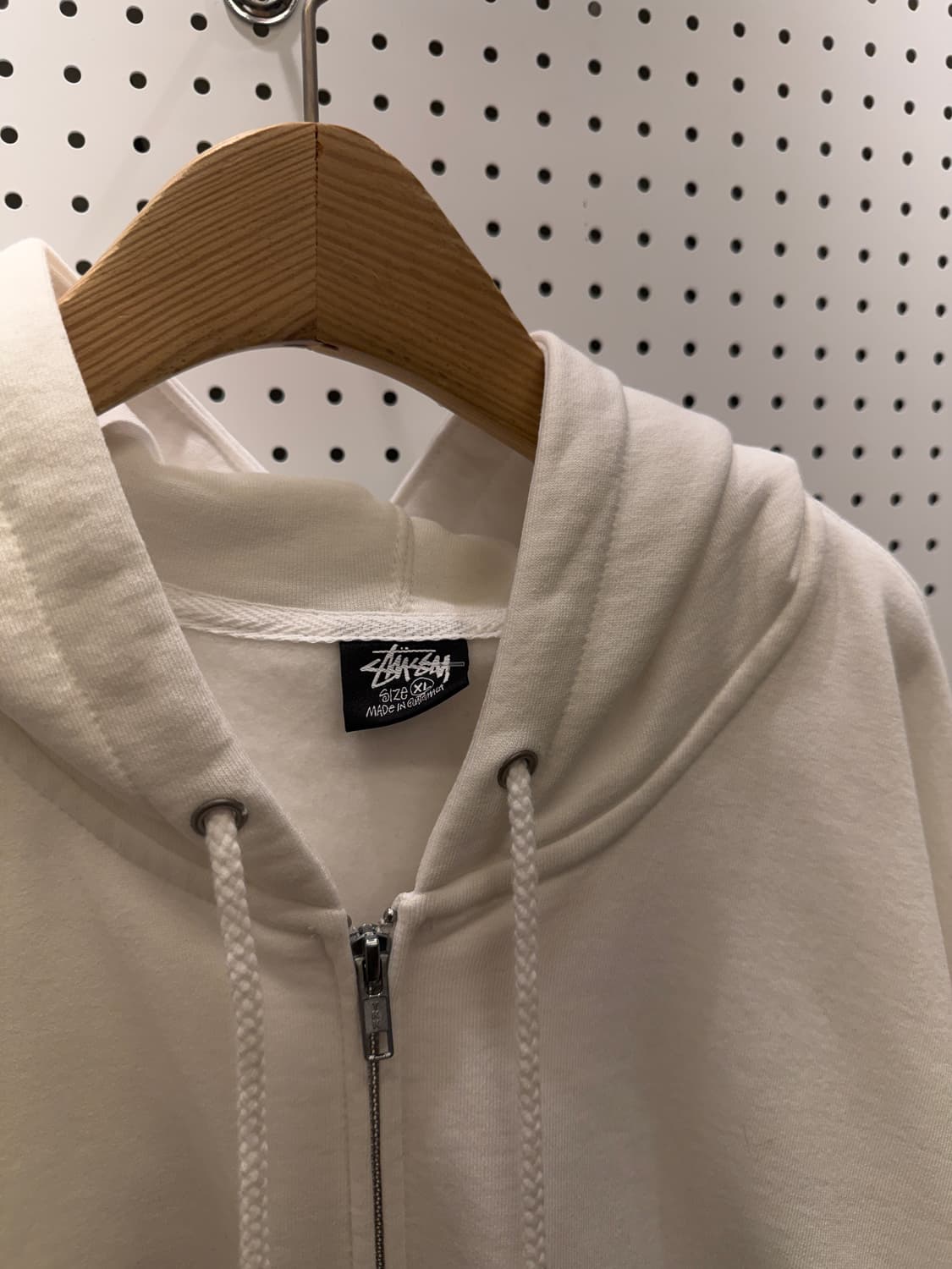 스투시 빅로고 화이트 박시 후드집업 U81 상품이미지5