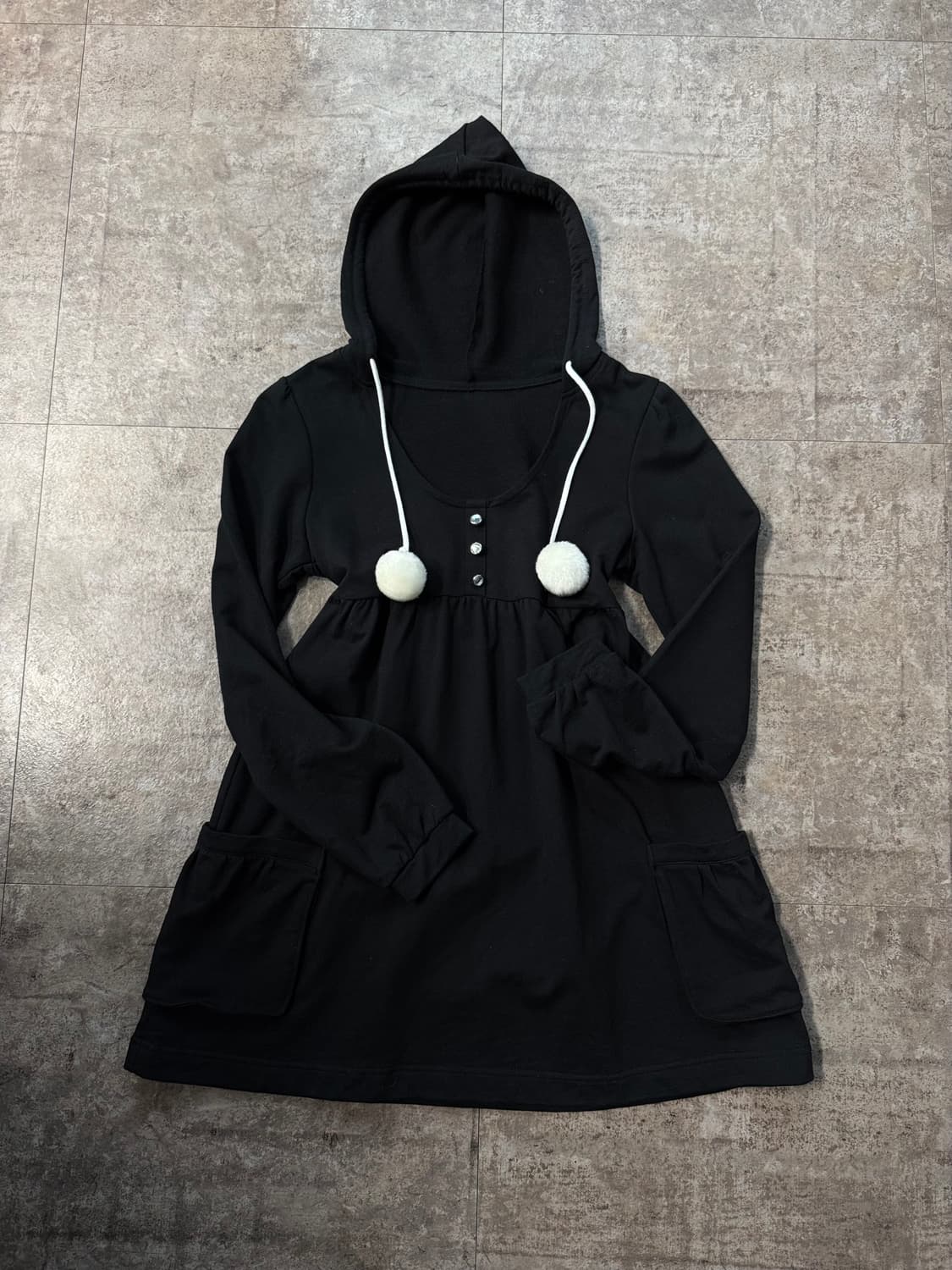 버튼 넥 폼폼 원피스 리본 프릴 슬리브리스 2pcs SET 상품이미지6