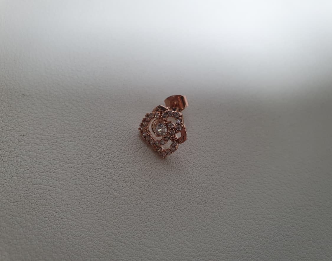 장미 큐빅 로즈골드 귀걸이 상품이미지2