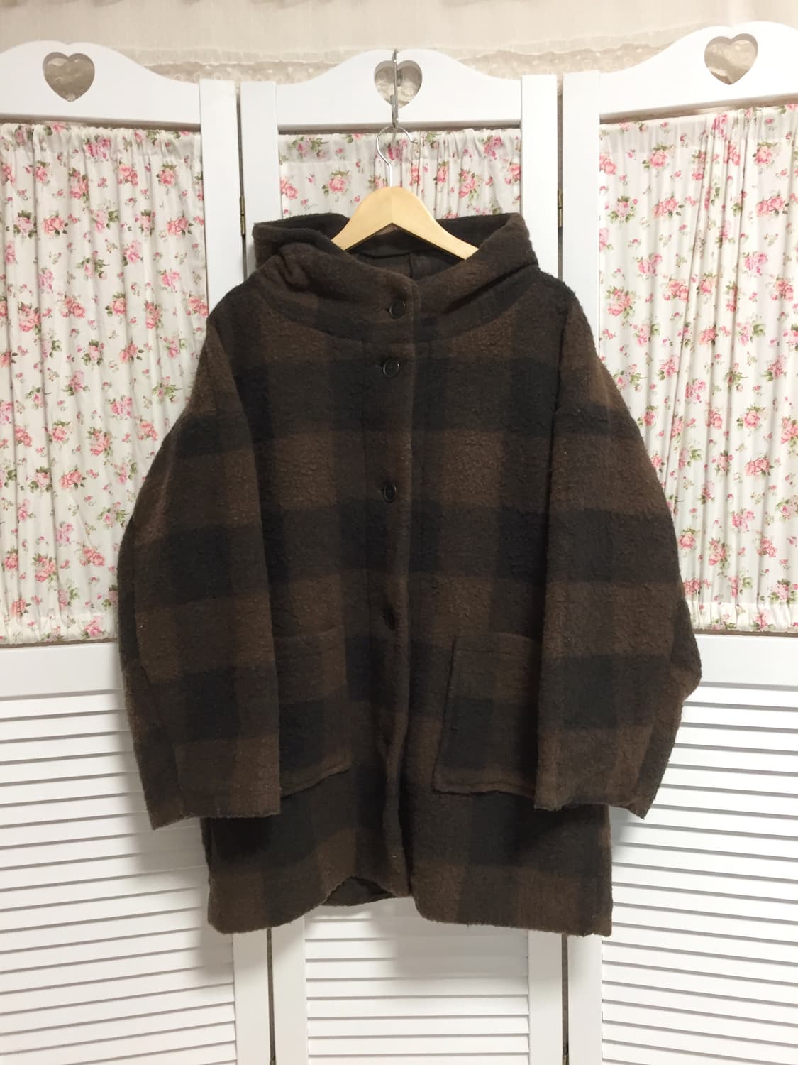 빈티지 사만사모스 초코브라운 체크 코트 상품이미지1