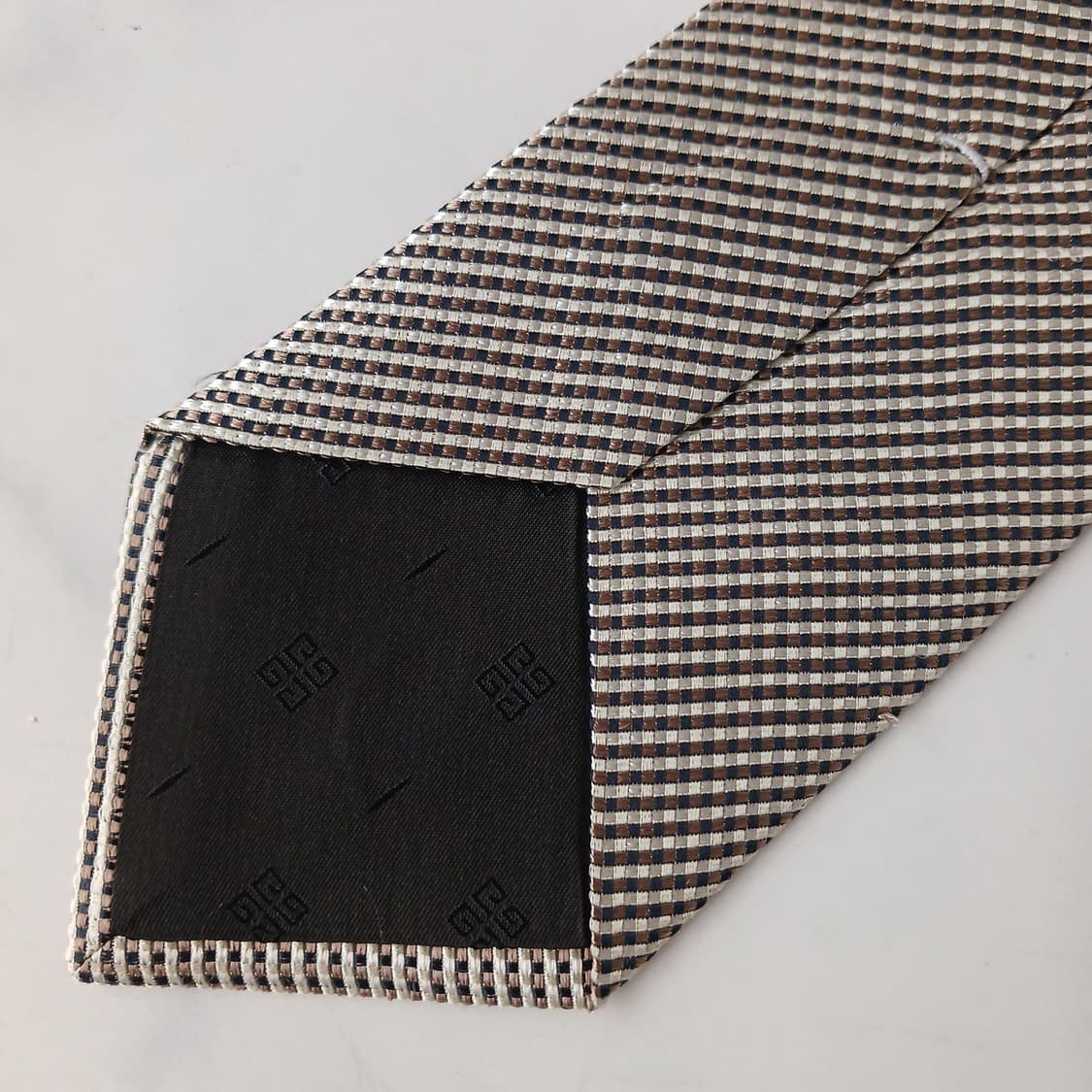 지방시 실크 베이지 자카드 패턴 넥타이 8.8cm S~A+등급 E756 상품이미지8