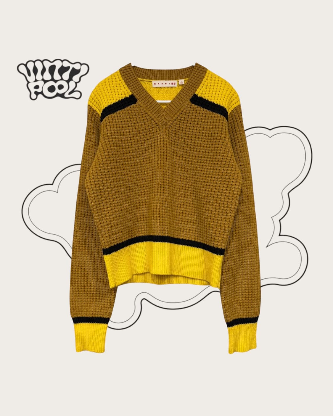 마르니 유니클로 콜라보 울블렌드 크롭 브이넥 니트 L 머스타드 (w) 상품이미지1