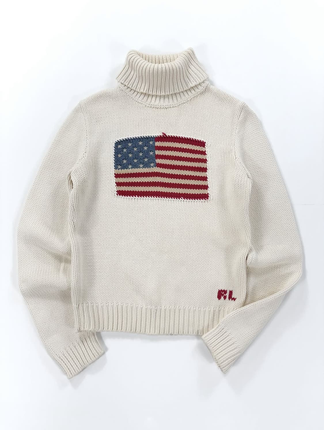 폴로 랄프로렌 성조기 로고 크림 아이보리 여성 폴라 니트   𝑆𝑖𝑧 상품이미지1