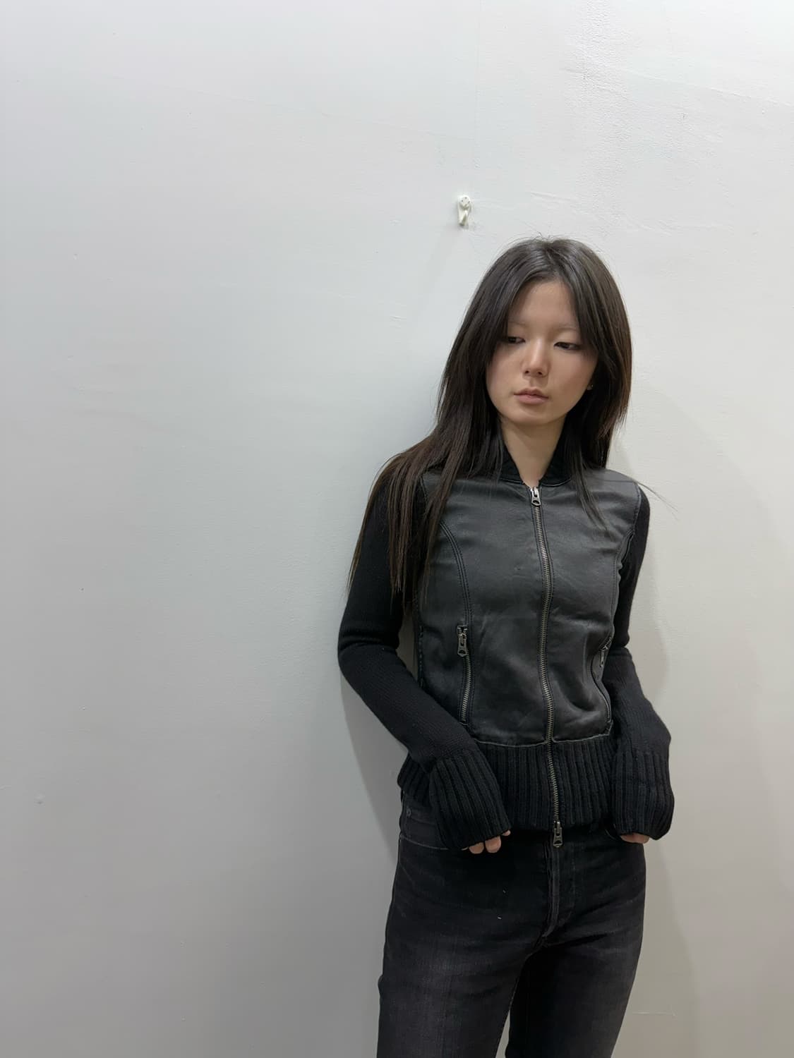 아르마니 레더&니트 크롭 투웨이 집업 상품이미지4