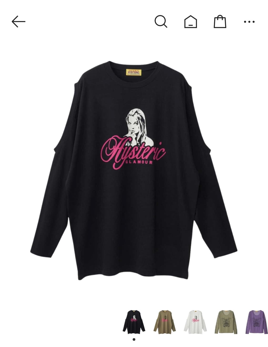 히스테릭글래머 나티걸 어깨트임 오버사이즈 티셔츠 롱슬리브 상품이미지1