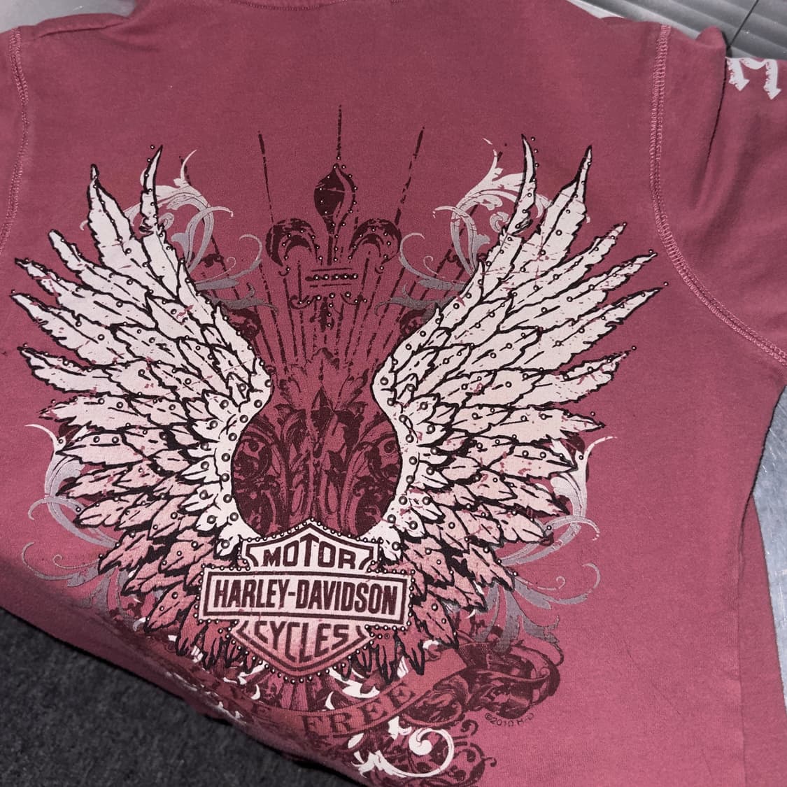 2010 할리데이비슨 레드 빈티지 윙 후드 집업 상품이미지5