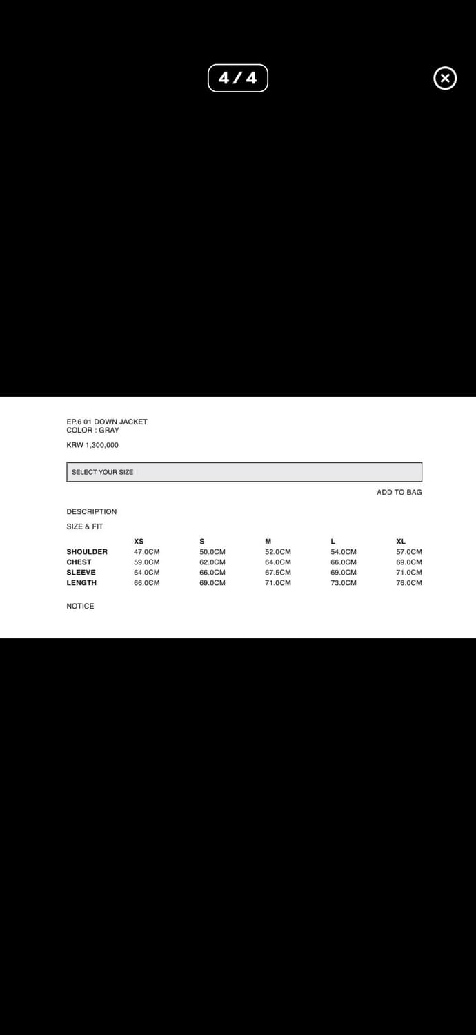 xlim ep6 01 down jacket XL 상품이미지6