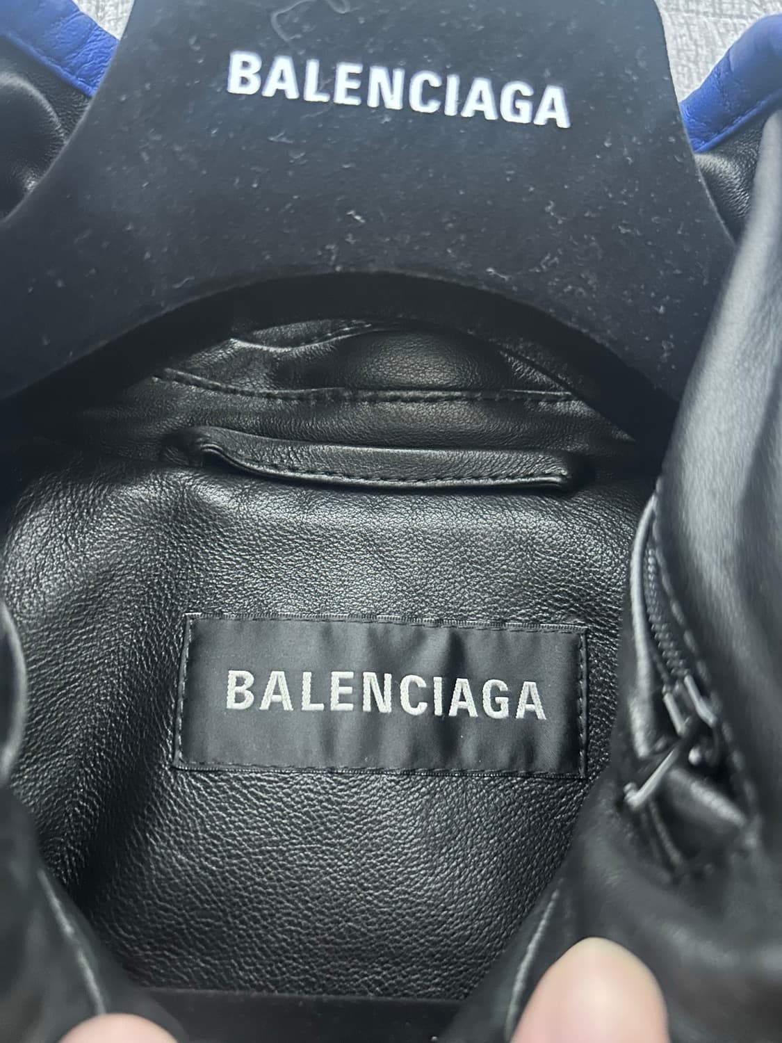 [1] 발렌시아가 3B 아이콘 로고 트랙 레더 가죽 자켓 상품이미지4