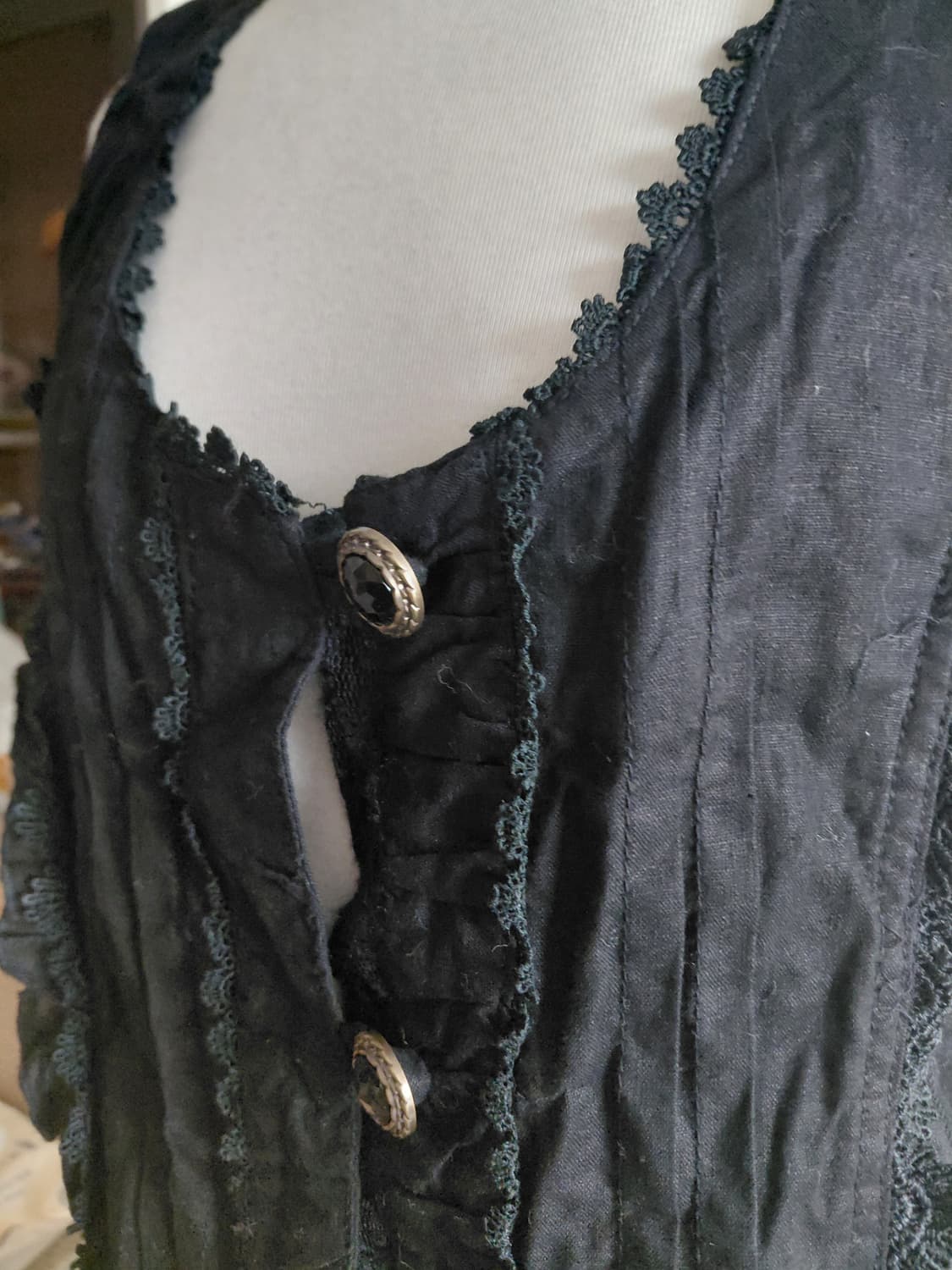 [일본빈티지] 엑시즈팜 빈티지 블랙 레이스 프릴 베스트 조끼 상품이미지2