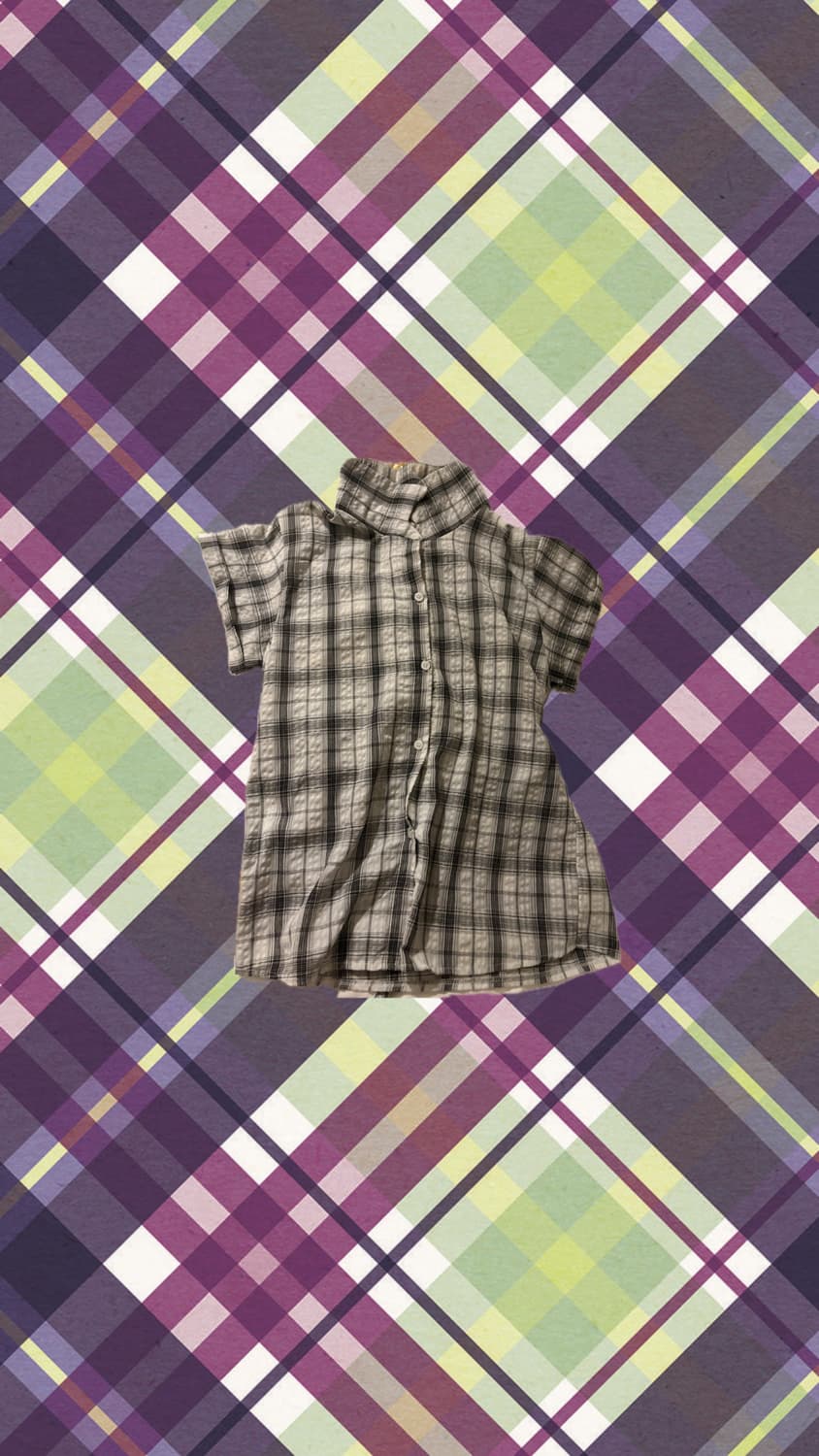 일본 빈티지 체크 반팔 셔츠 판매 상품이미지1