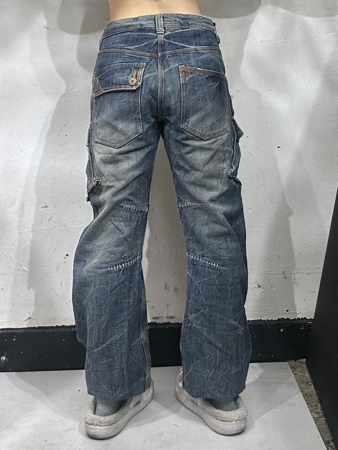 일본 빈티지 진청 대대장 데님 카고 팬츠 청 카고 바지  상품이미지3