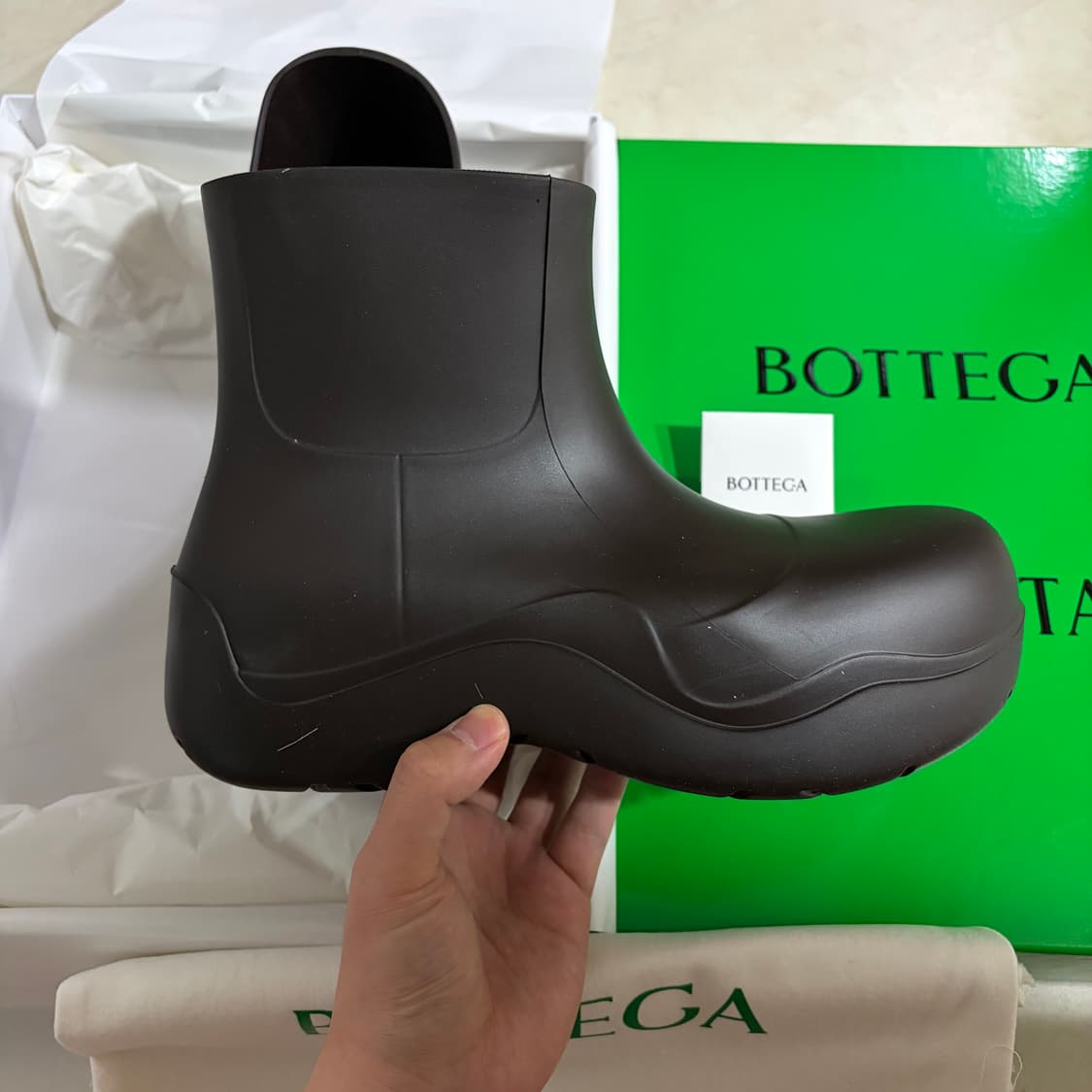 새상품(280)보테가베네타 폰덴테 퍼들 앵클 부츠 브라운 상품이미지6