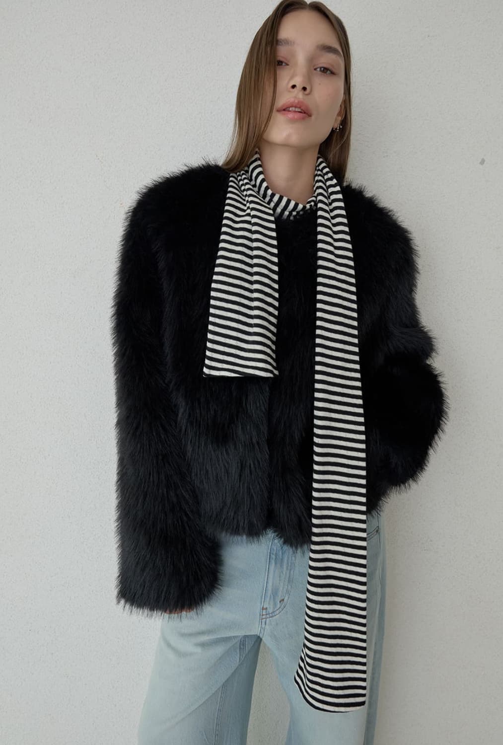 (Ordes) AMELIA FUR JACKET - BLACK 상품이미지2