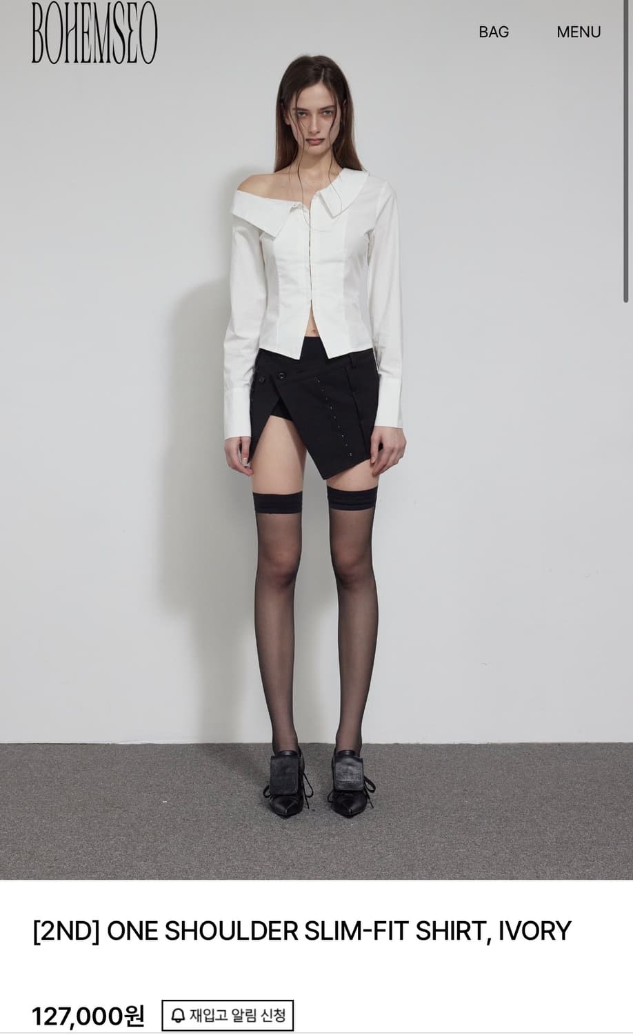 보헤미안서울 ONE SHOULDER SLIM-FIT SHIRT 원숄더셔츠 상품이미지2