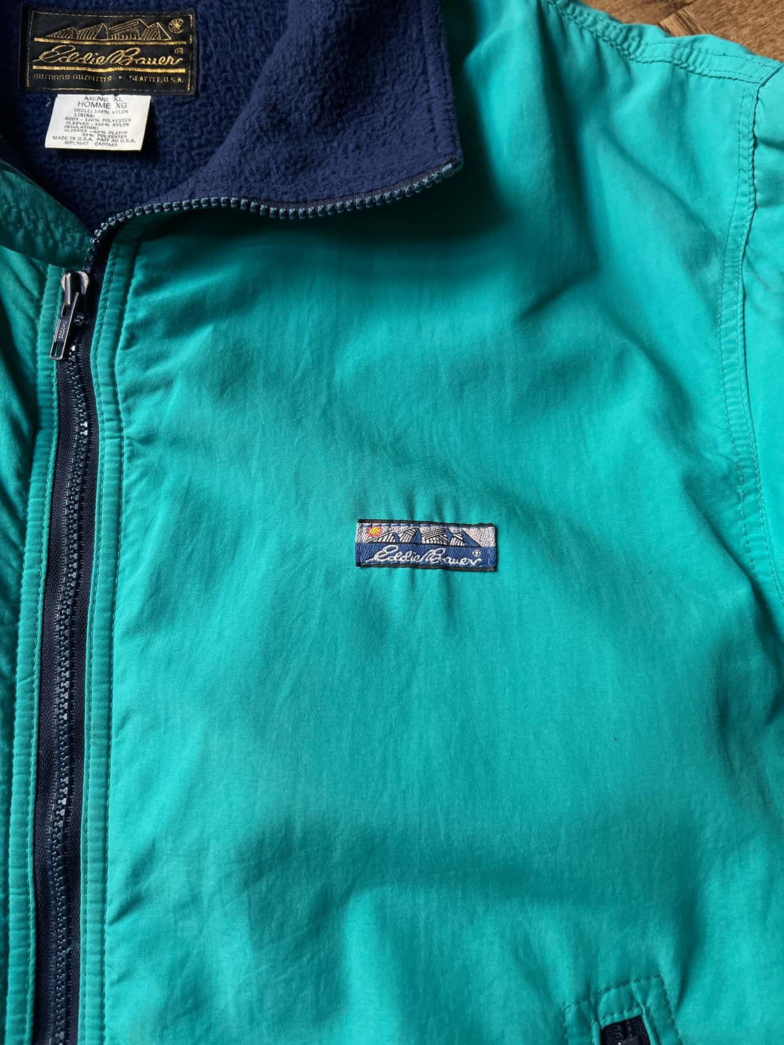 [XL]80's 에디바우어 Made in USA 나일론 쉘드 웜업 자켓 상품이미지3