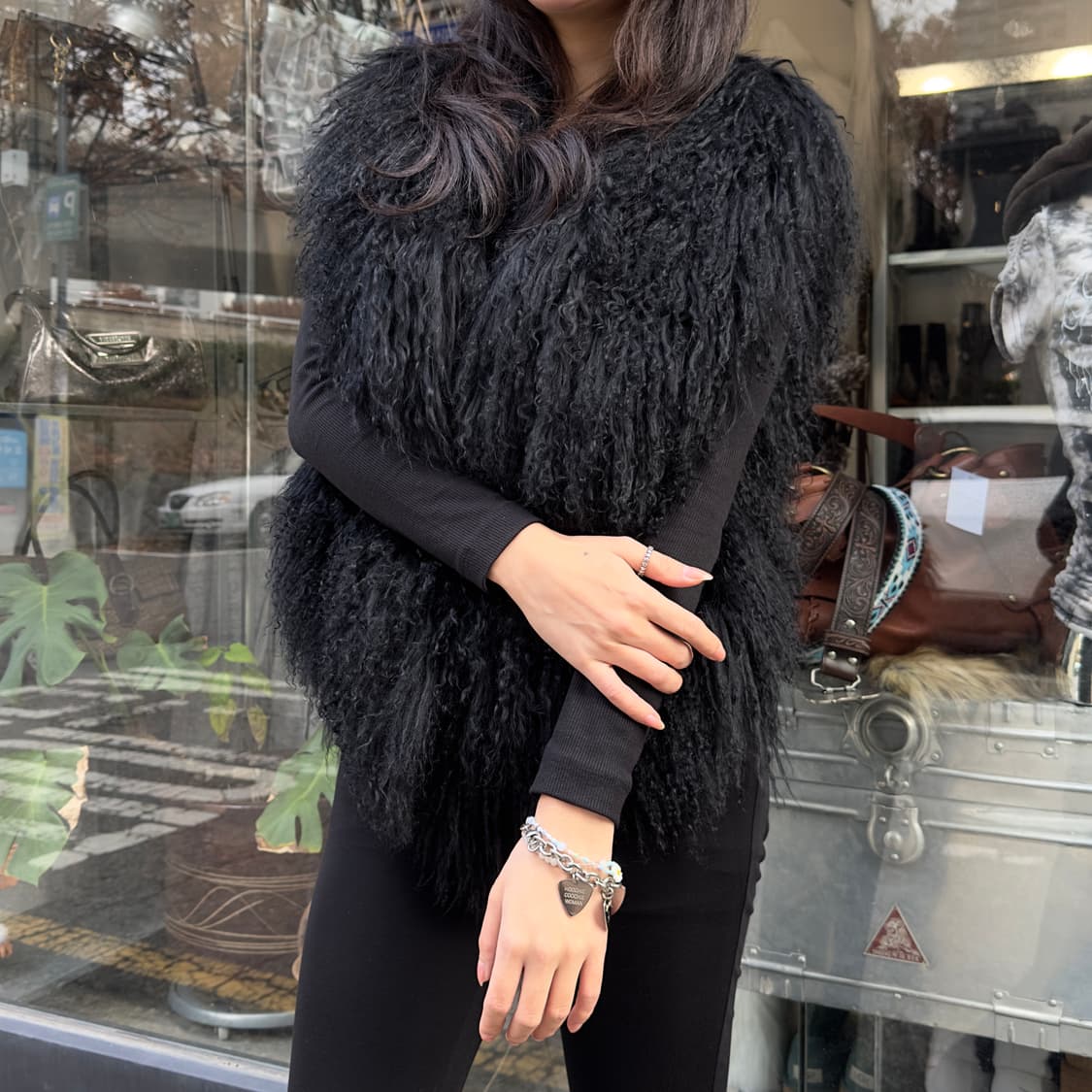 아메리칸 빈티지 양털 컬리 퍼 베스트 상품이미지4