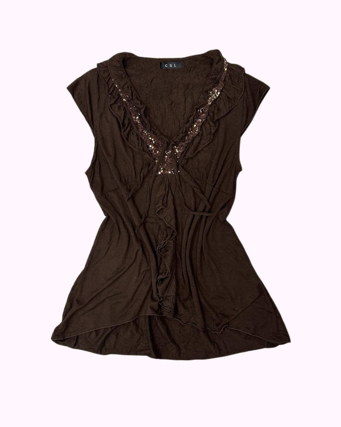 brown frill lace sleeveless 상품이미지1