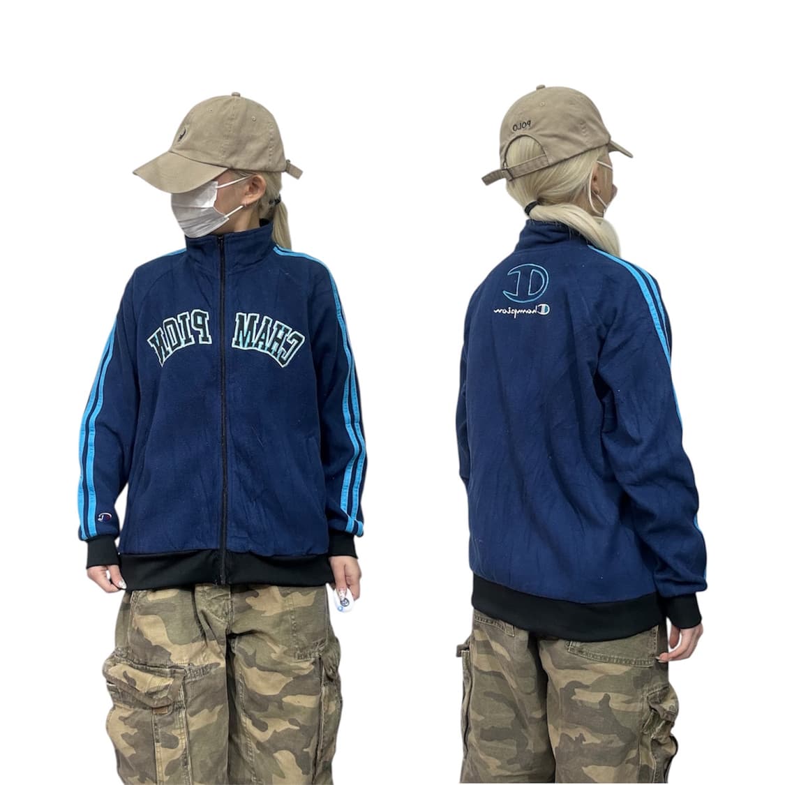 챔피온 네이비 일본판 아치형 올드스쿨 트랙탑 져지  상품이미지1