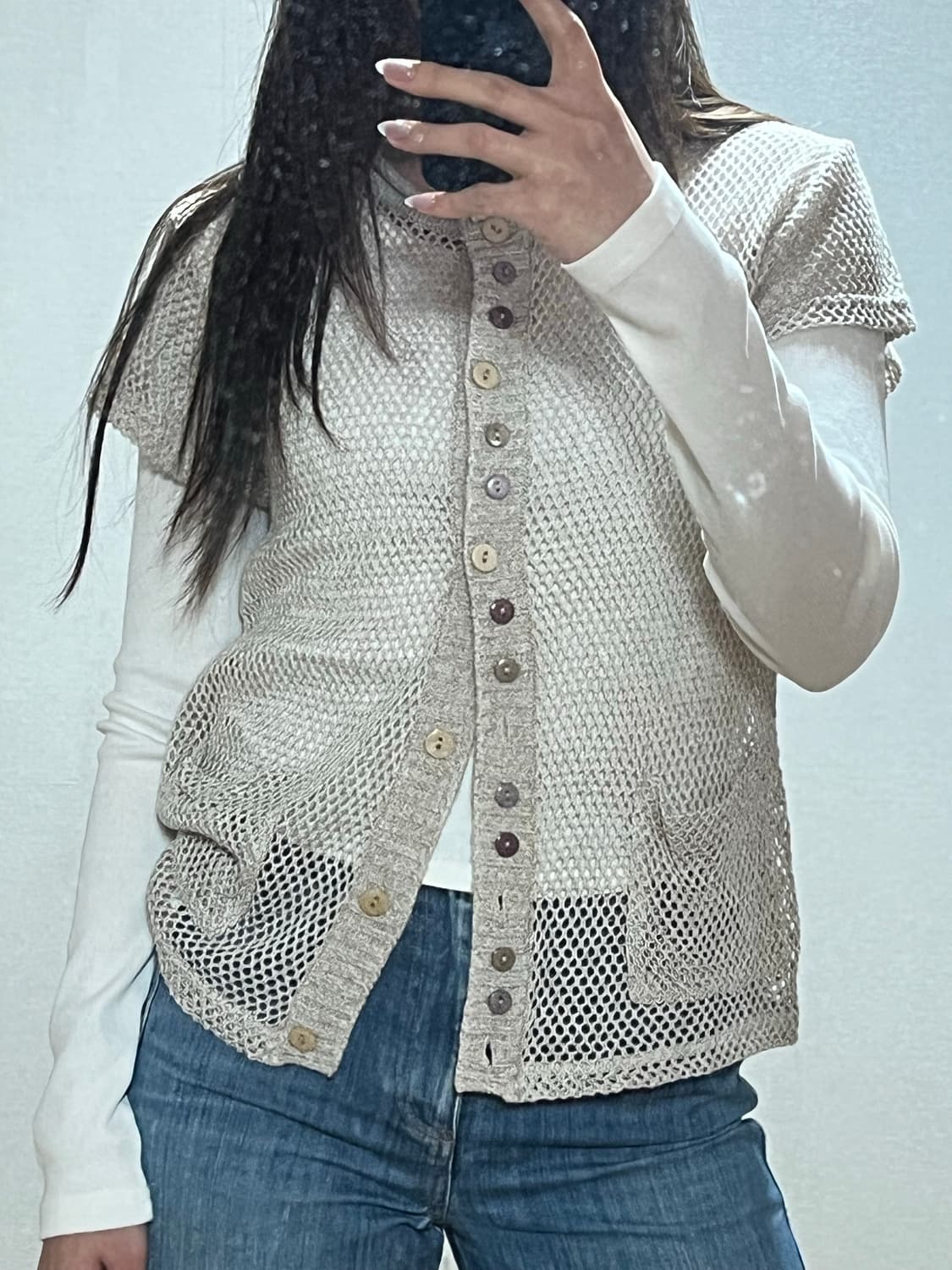 그물 반팔 가디건 상품이미지2