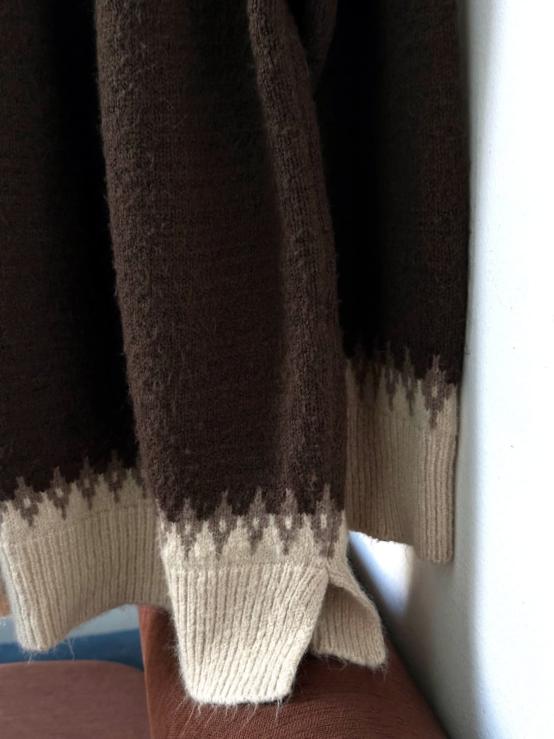 Brushed fabric Nordic pattern wide knit 상품이미지4