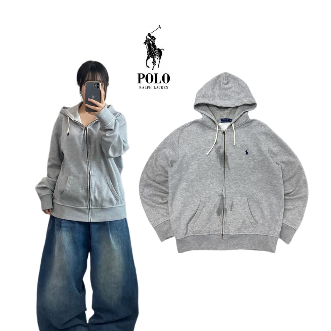 폴로 신형 포니 후드집업 그레이 상품이미지1
