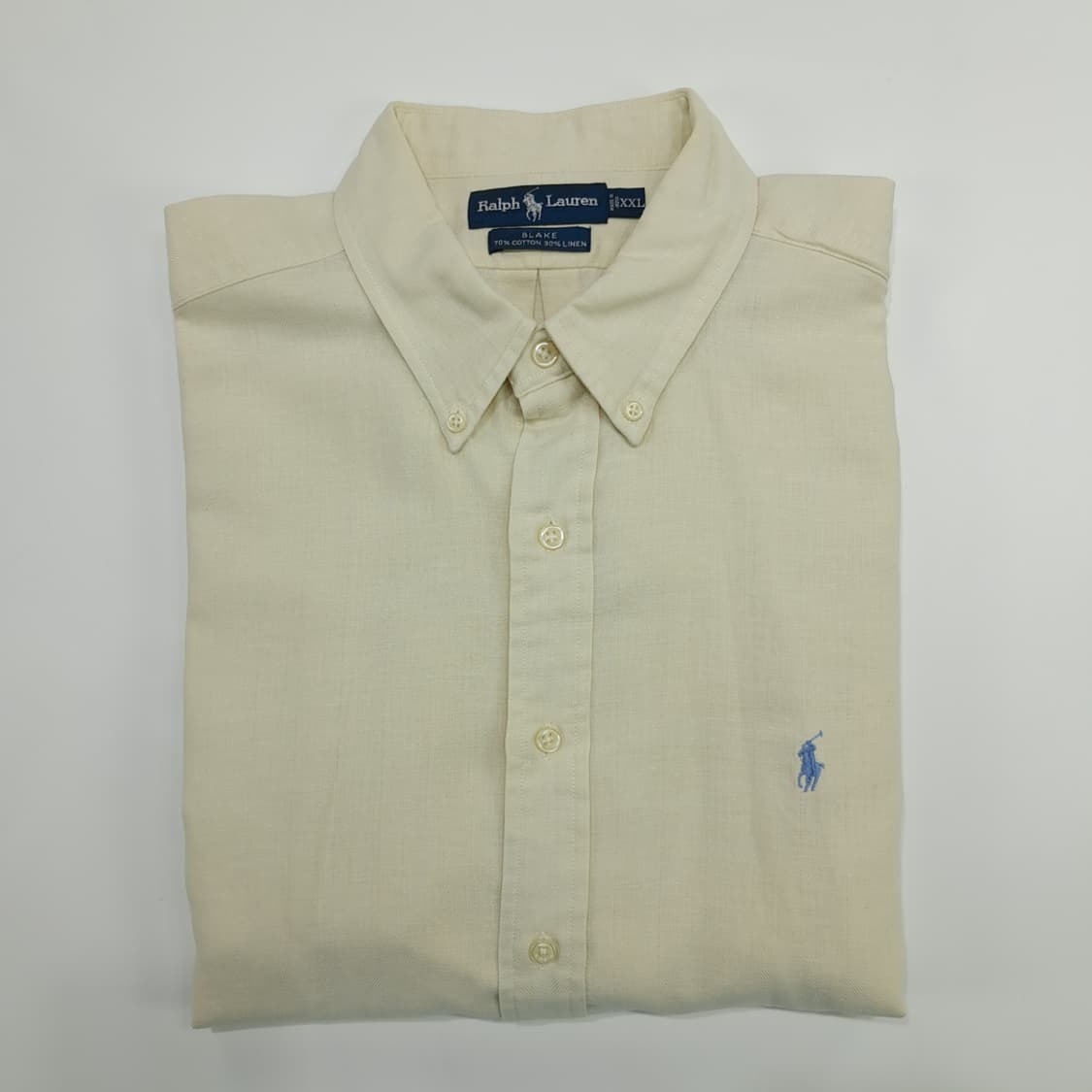 Co986 2XL 폴로 랄프로렌 내추럴 아이보리 코튼린넨 긴팔 셔츠 남방 상품이미지8