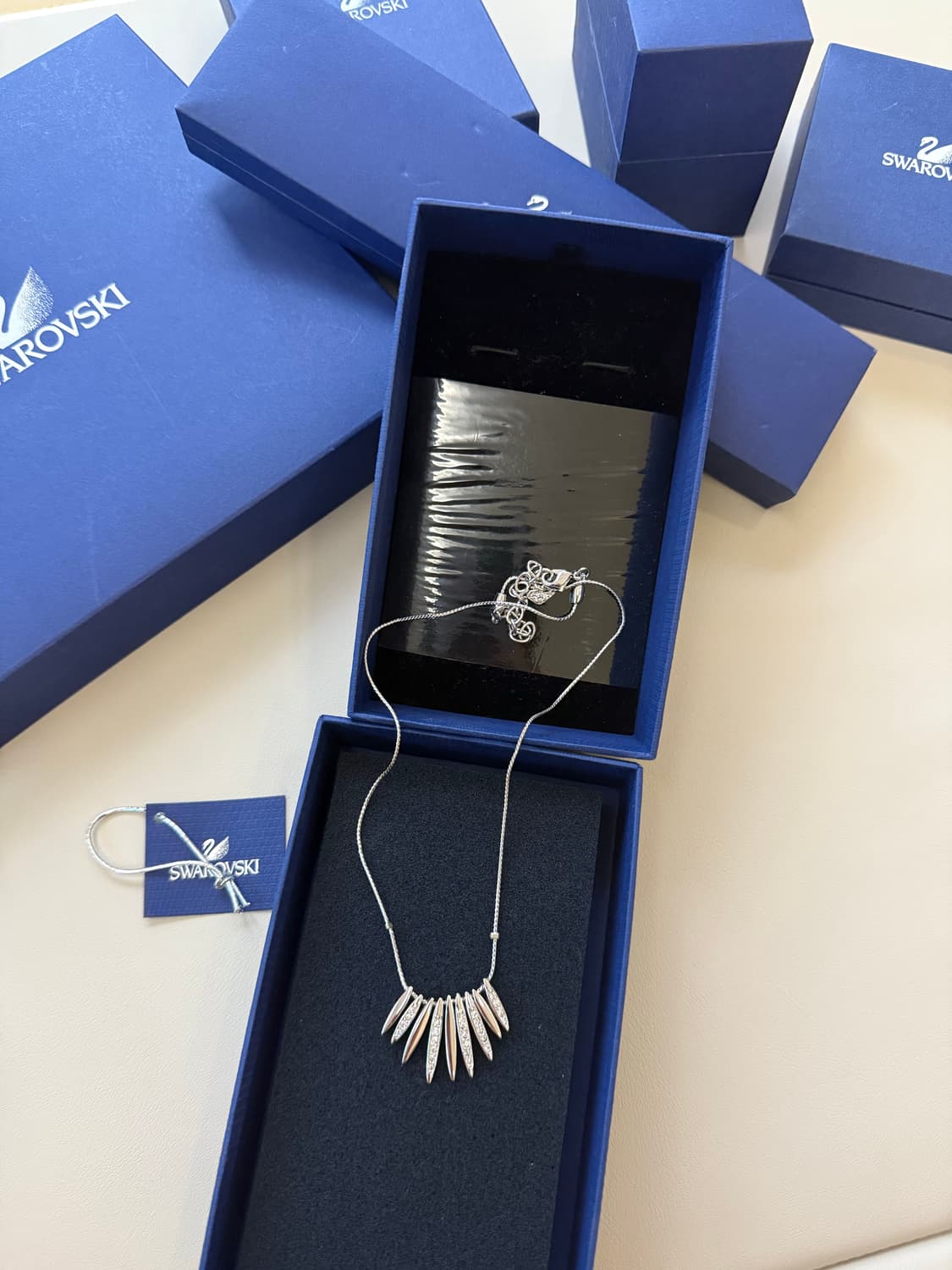 새상품) 스와로브스키 클리어 실버 스파이크 네크리스 은 목걸이 다이아 골 상품이미지2