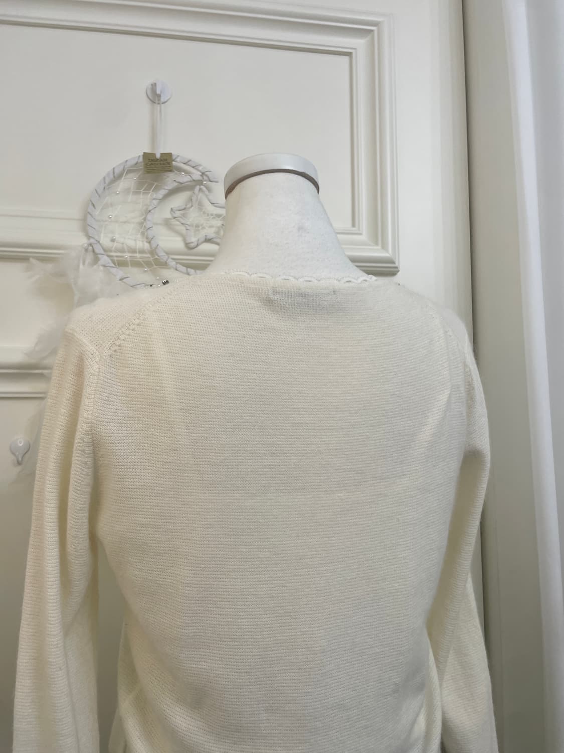 cream white beads point one button cardi 상품이미지6