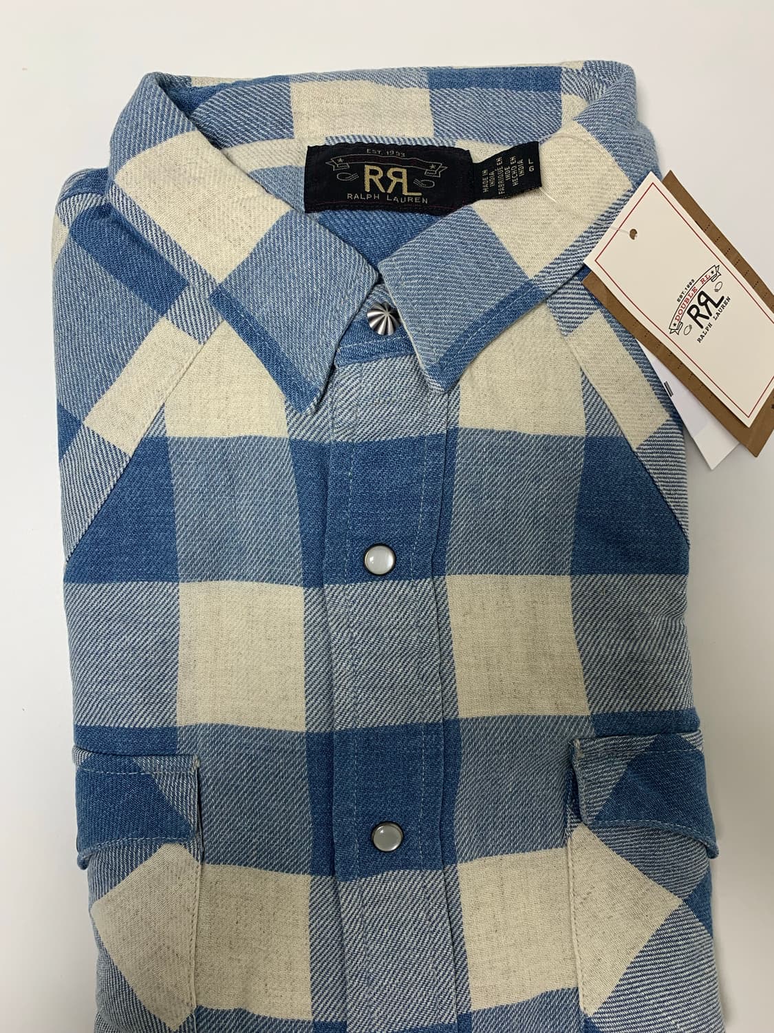 RRL 더블알엘 버팔로 웨스턴셔츠 인디고 크림 L 상품이미지2