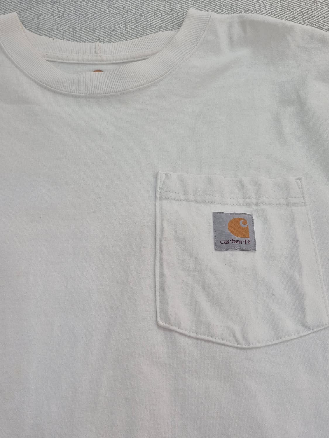 [M] 칼하트 포켓 반팔티 화이트 코튼 상품이미지3