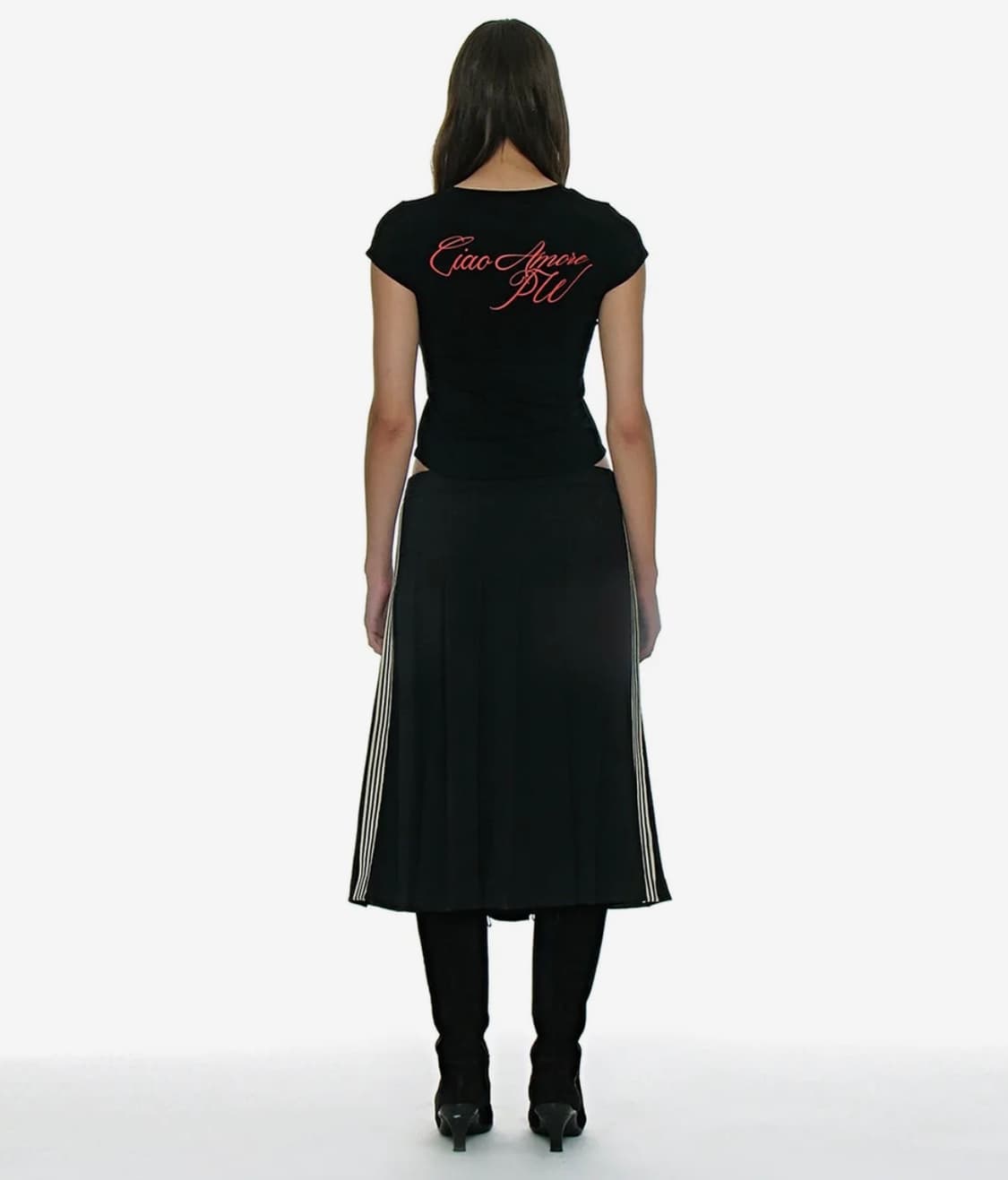 PARTIMENTO women 93 차오 프린티드 숏 슬리브 티 (블랙) 상품이미지4