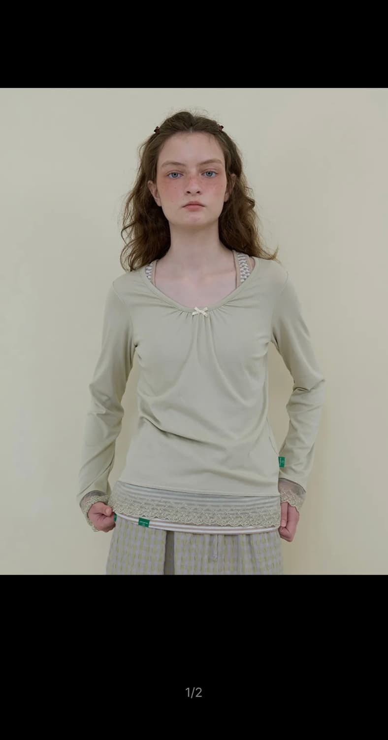 노컨텐츠 레이스 셔링 티 _ 라이트 베이지 상품이미지1