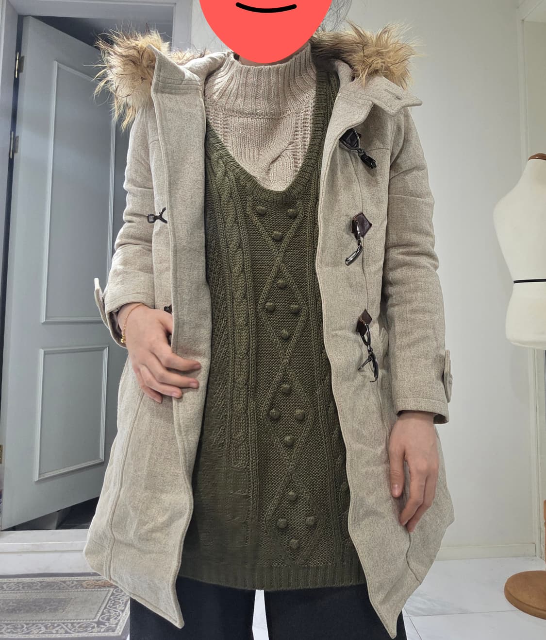 일본빈티지)하구미모리걸st 로맨틱 겨울 오트밀 후드퍼 떡볶이 코스 상품이미지2