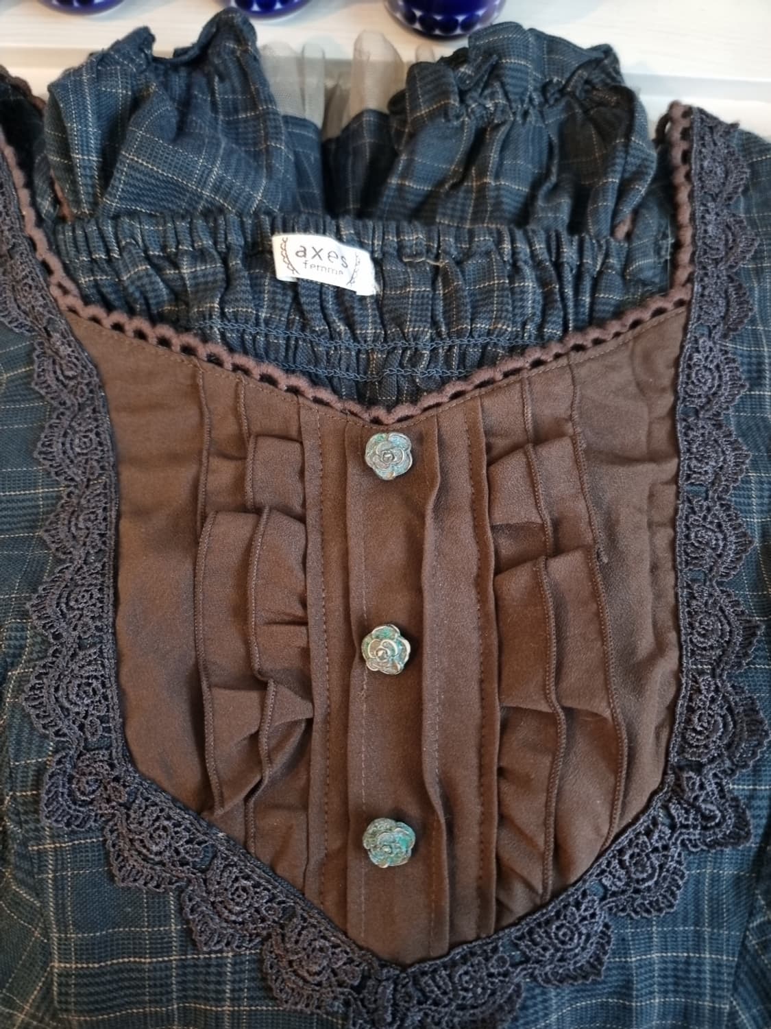 axes femme 클래식 체크 프릴 블라우스 상품이미지6