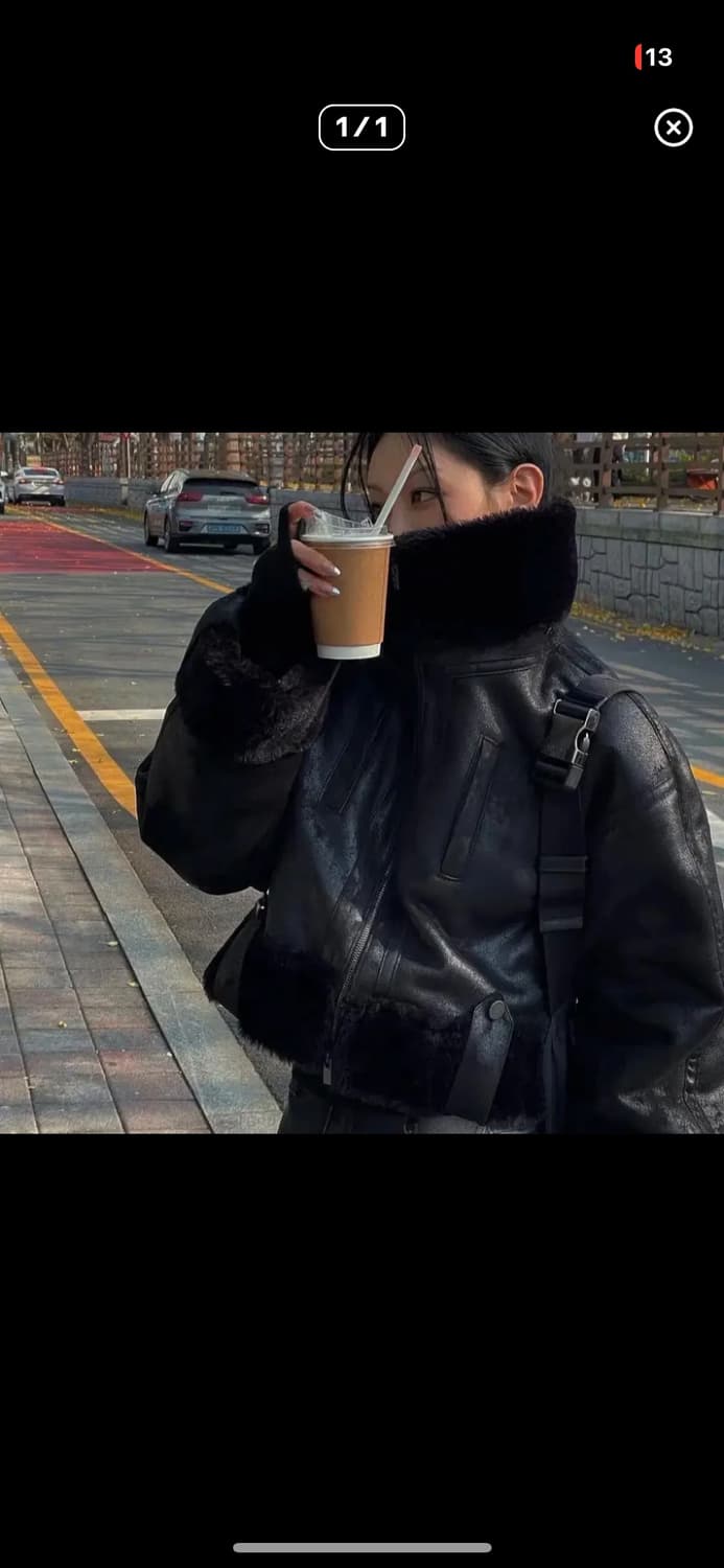 트리밍버드 크랙 볼드 크롭 무스탕 상품이미지1