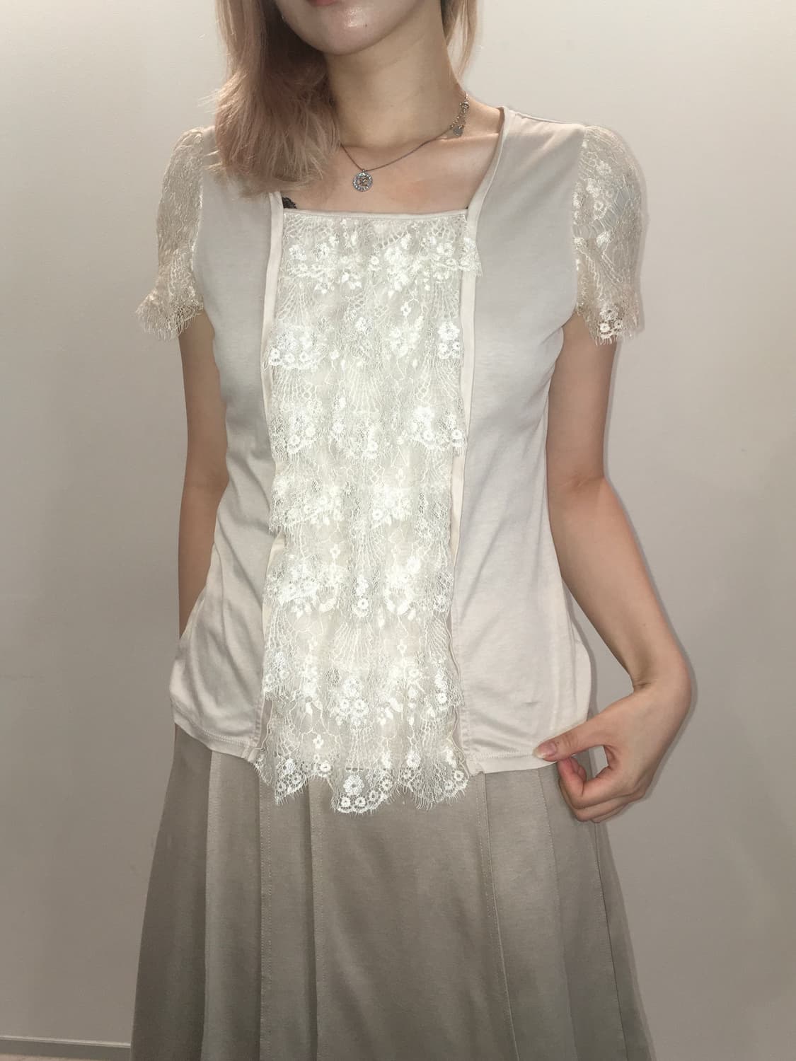 jpn vintage beige frill lace t shirt 상품이미지4