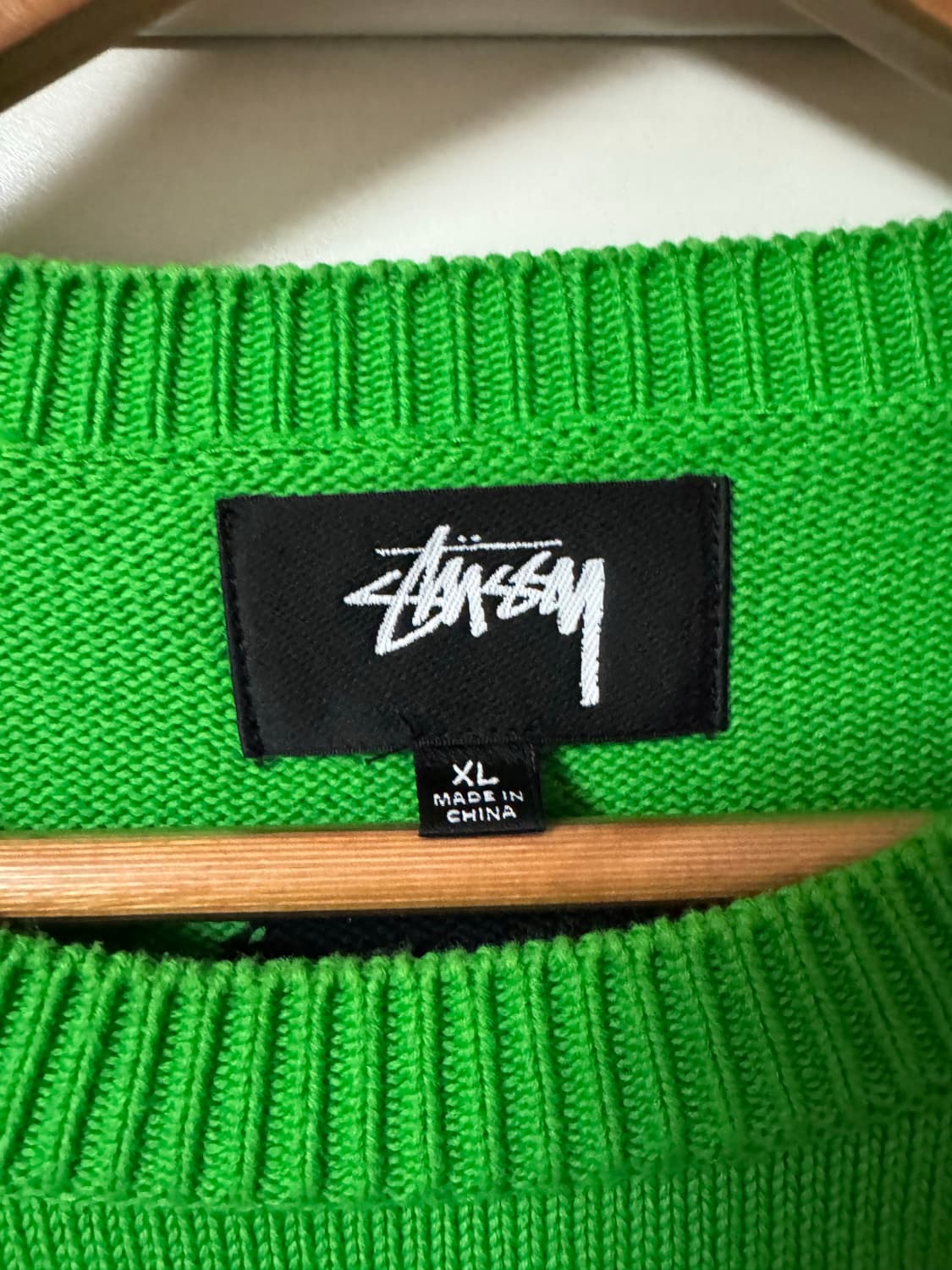 스투시 벤트 크라운 니트 라임 XL 상품이미지3