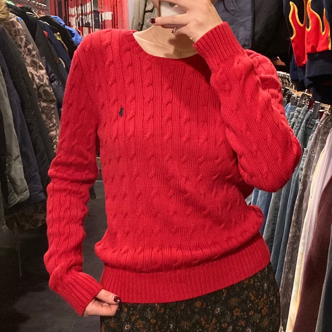 [IM] 폴로 랄프로렌 라운드넥 케이블 니트 레드  상품이미지2