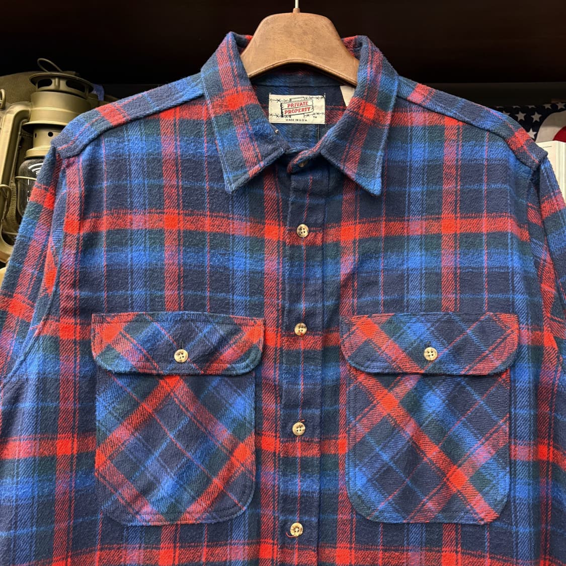 90s 프라이빗 프로퍼티 미국생산 헤비플란넬 체크 워크셔츠 N191 상품이미지3