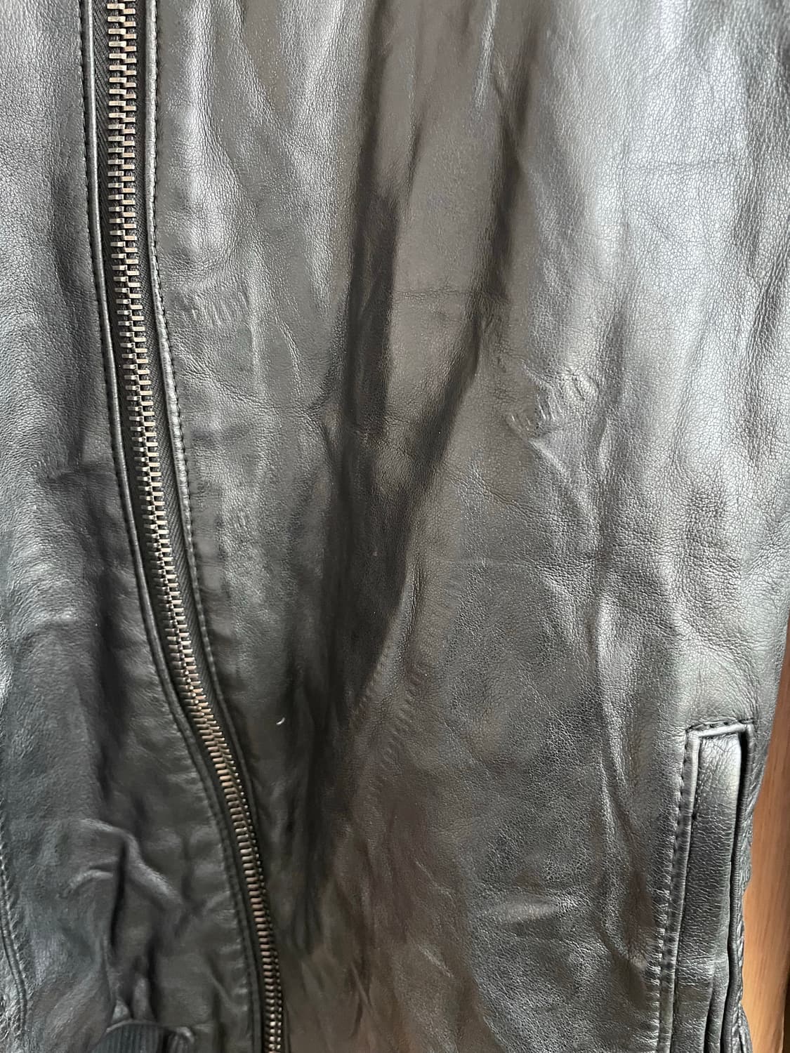 준하시모토 사선 집업 레더 자켓 상품이미지4