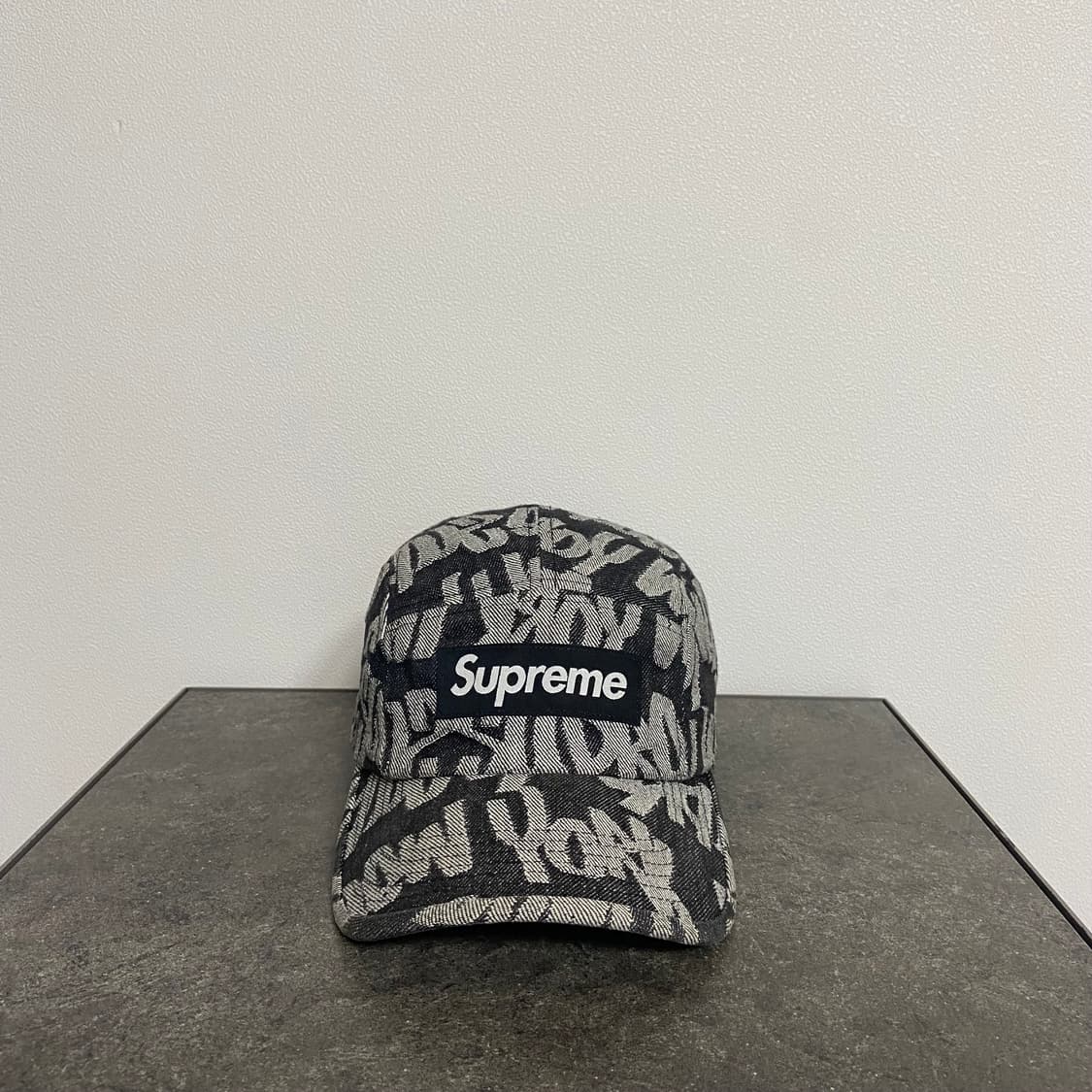 (OS) 슈프림 박스로고 캠프캡 모자 데님 블랙 상품이미지1
